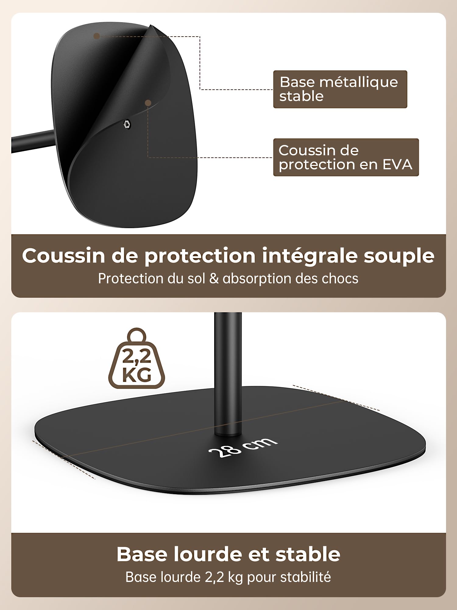 Support de Projecteur sur Pied Hauteur Réglable 7kg - Sol pour Projecteurs/Appareils Photo