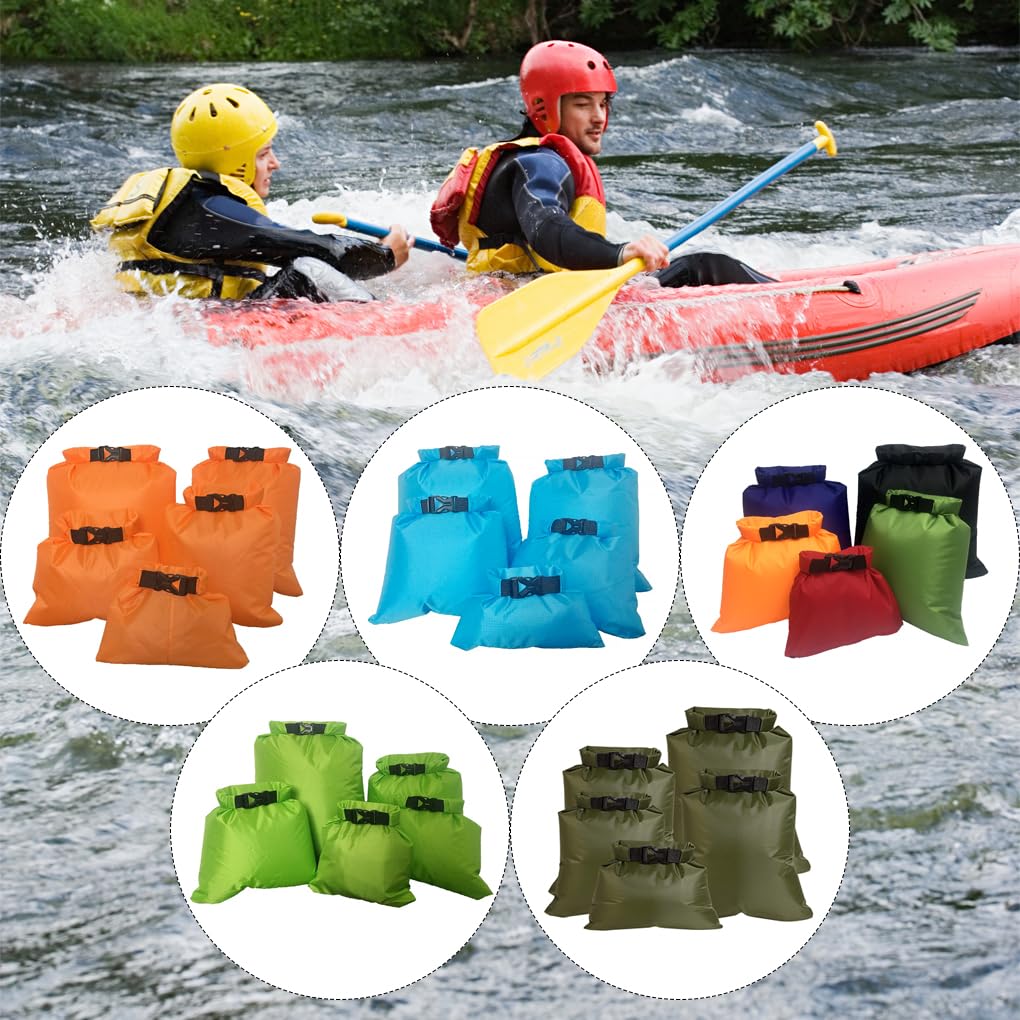 Wasserdichte Trockensäcke für Kajakfahren, Driften, Rafting, Kanu, faltbar, tragbar, Trekking, Schwimmen, Reisesack, gemischte Farben, 3er-Set, 5 Stück