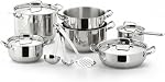 Lagostina Classico 10-Piece Ensemble en acier inoxydable, pots et casseroles avec lids en verre, coffre-fort pour induction, lave-vaisselle et four jusqu'à 400°F / 204oC, Argent