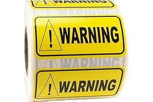 Warning Label Stickers: 500 Adhesive Hazard Signs (1" x 2") for Safety Alerts, 4 Designs