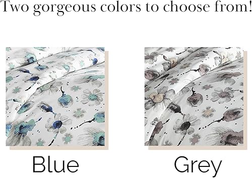 Miniatura 41 de Southshore Fine Living, Inc. Juego de funda de edredón de satén de algodón de fibra larga de 300 hilos, tamaño matrimonial/queen, azul ballard 07