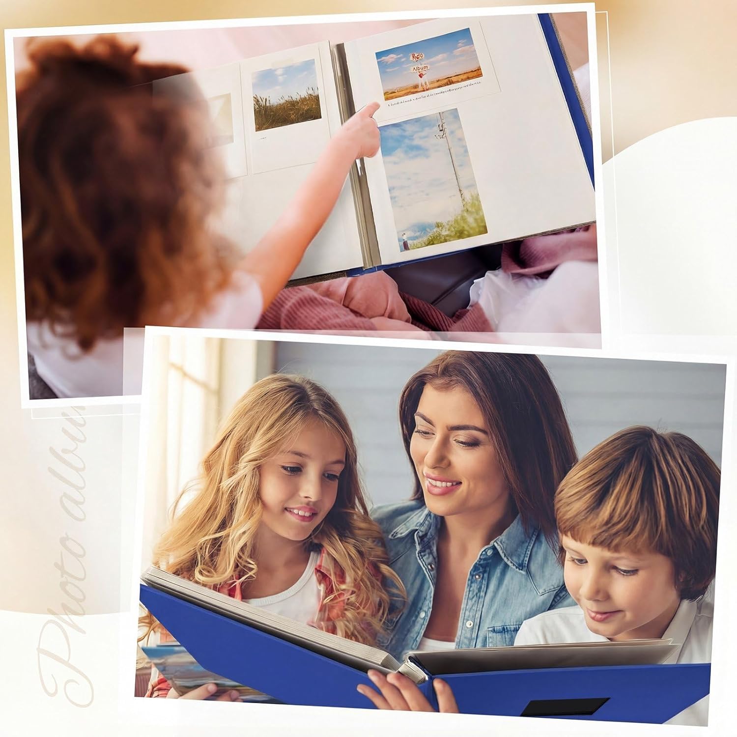 Jetec 5 Pcs 11 x 10.6 Inch Large Photo Album Self Adhesive Scrapbook Album 40 Blank Pages DIY Linen Cover Memory Photo Book with Metallic Pen for Pictures Wedding Family Travel (Blue)