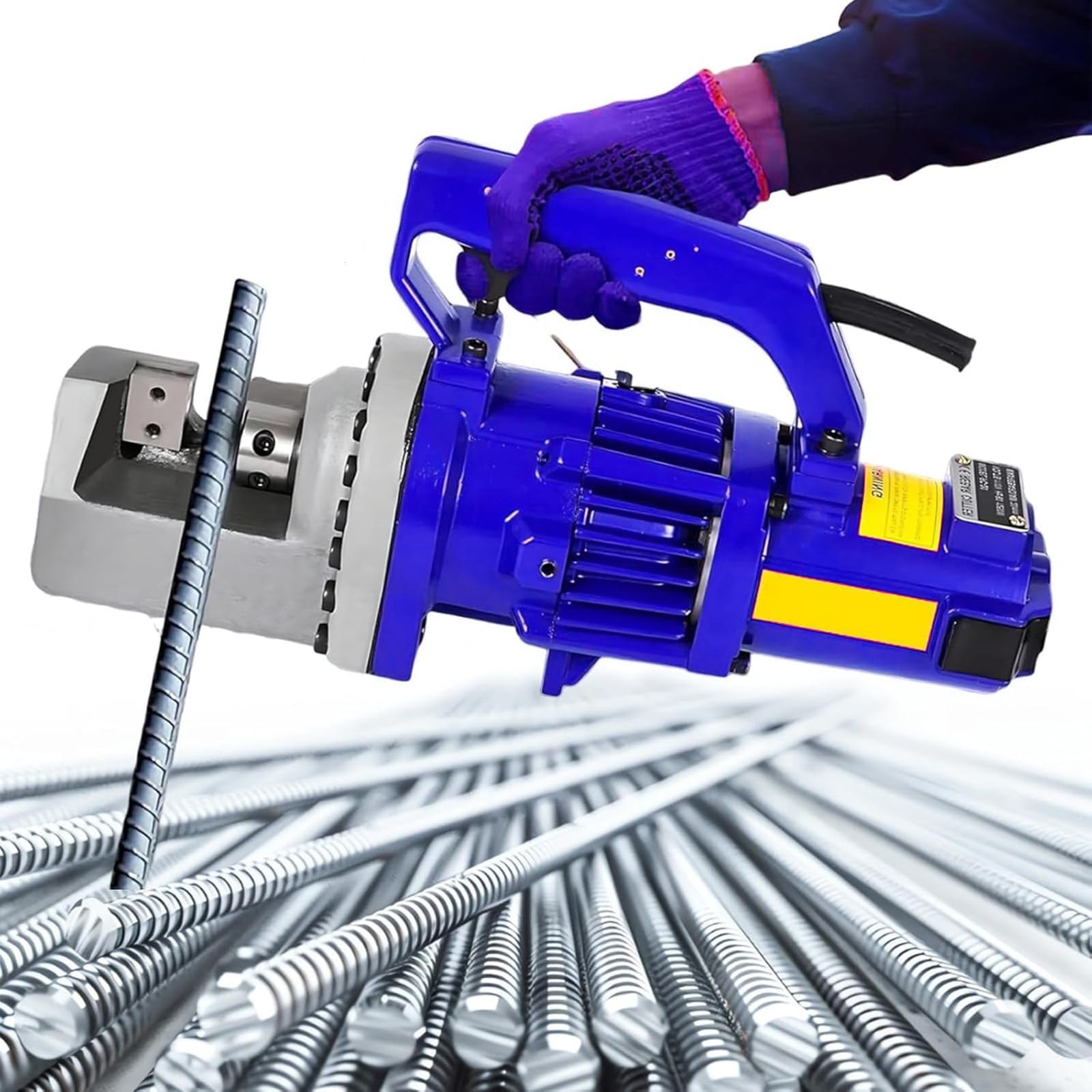 LHUITUI Electric Hydraulic Cutter, Portable Rebar Cutter Electric, Electric Hydraulic Rebar Cutter, One-Touch Operation, 1250W / 1700W, Hydraulic Drive, For Construction And Factory Use Blue-1700W