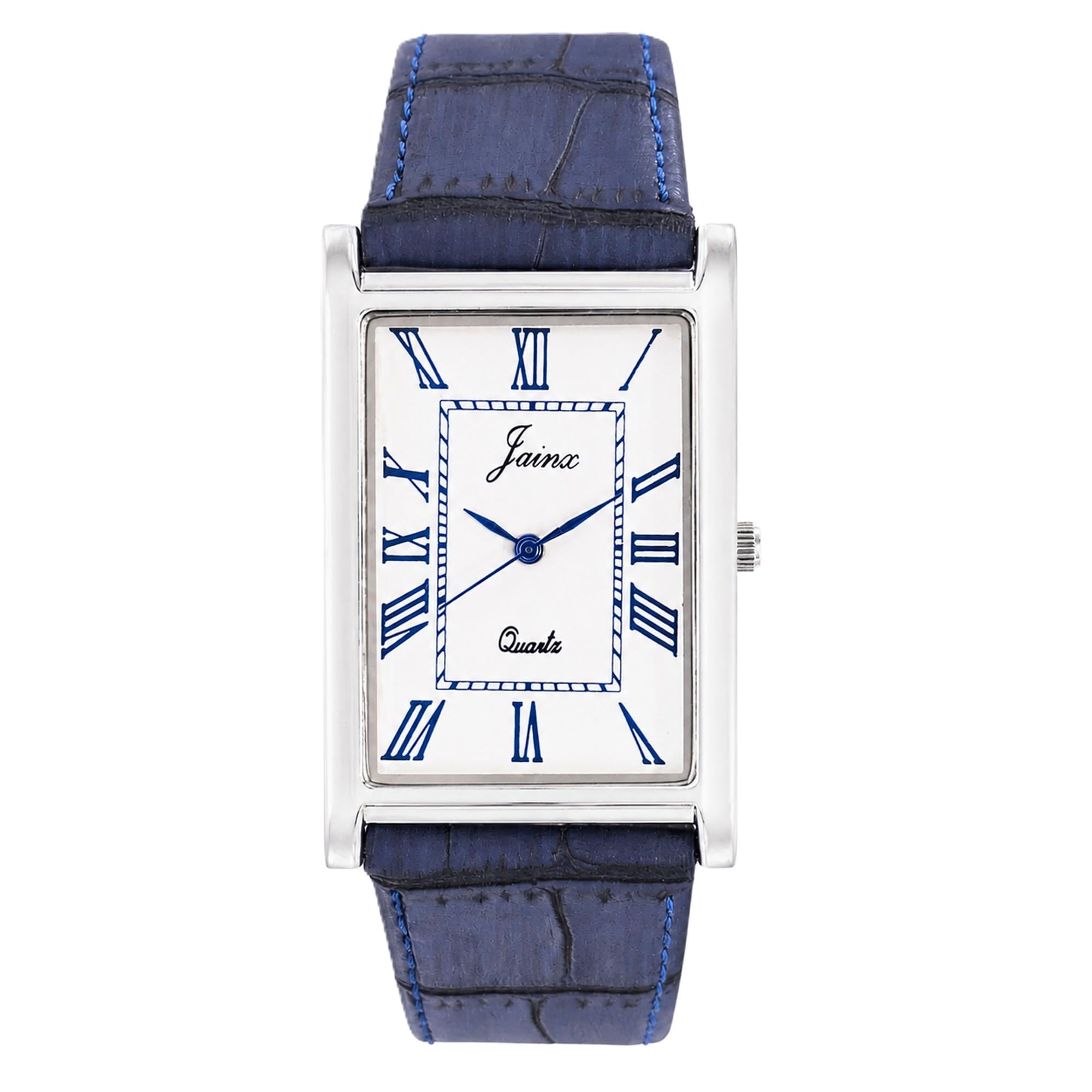 jainx Executive Rectangular Shape Blue Leather Strap Analog Wrist Watch for Men - JM7261-picture-11