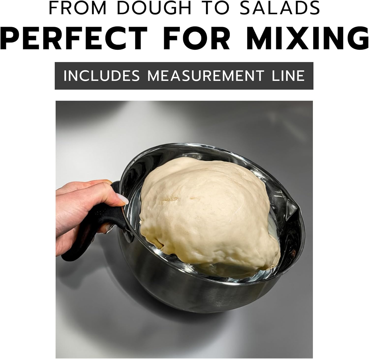 Mixing Bowl with Lid, Non-Slip Bottoms and Handle + 3 Graters (Capacity 4.1-qt.), Non-slip Handle and Bottoms, 3 Grater Attachments, Measurement Marks & Lid