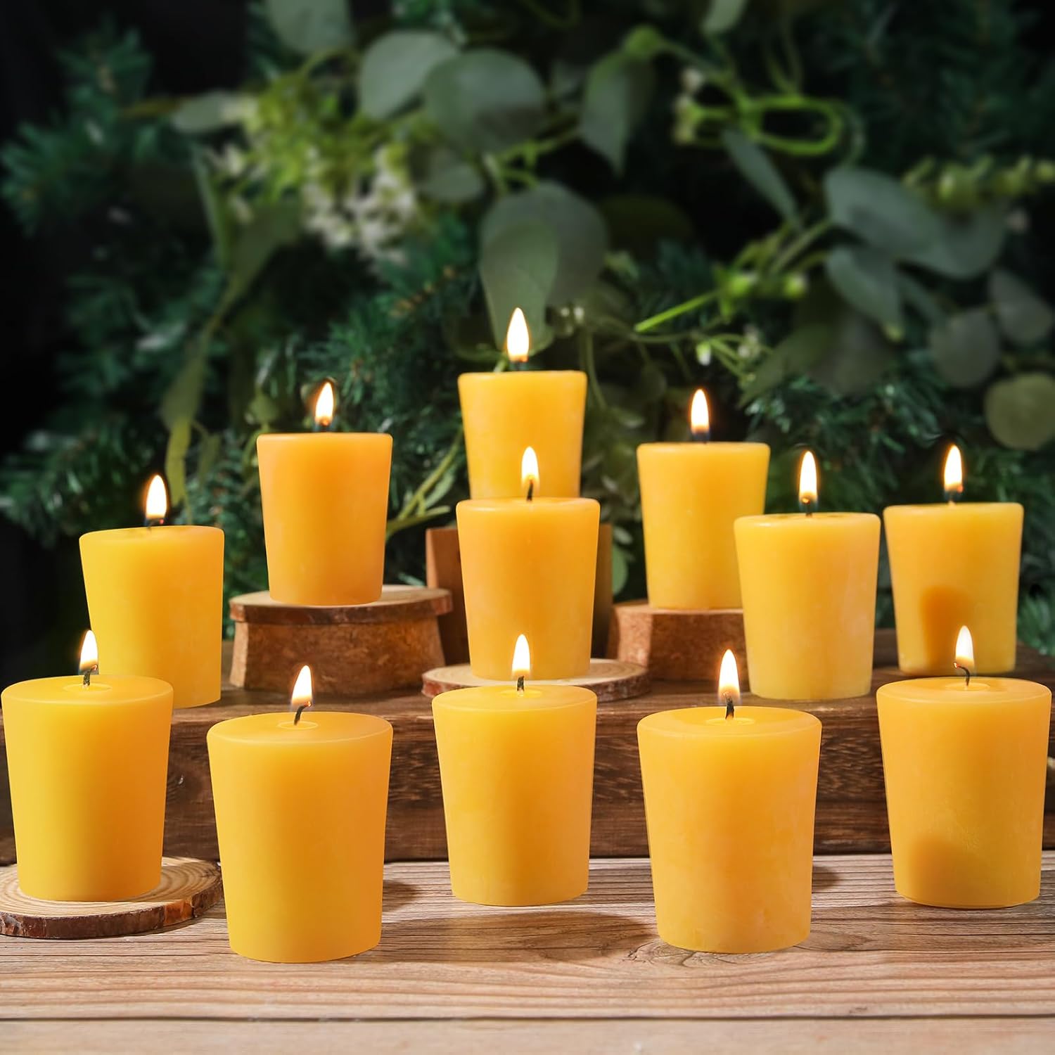 6 Pack 8in Beeswax Taper Candles 12 Pack Beeswax Votive Candles Smokeless Bees Wax Candles for Home Decor