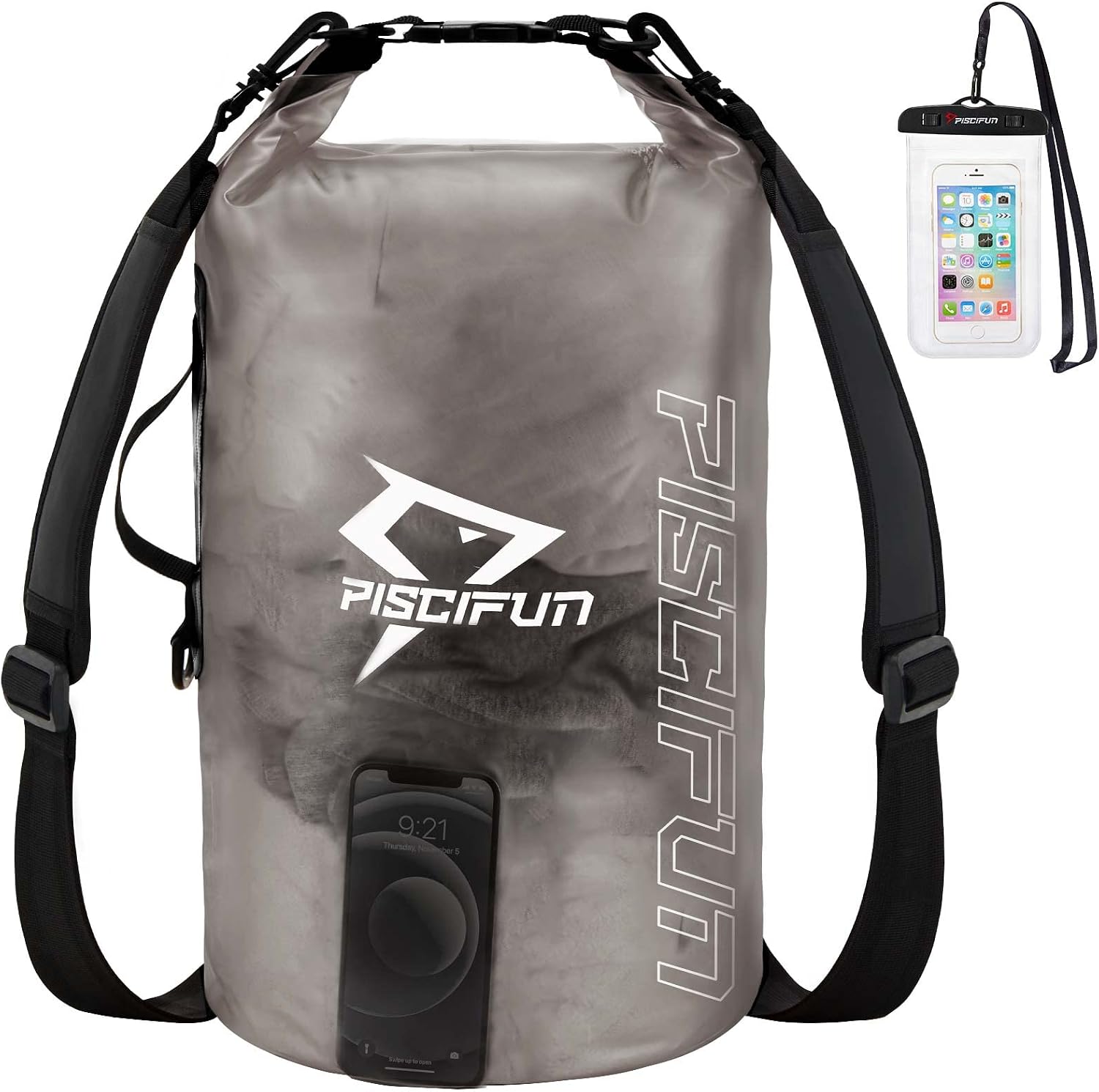 Piscifun Waterproof Dry Bag with Phone Case for Women and Men, Transparent Dry Bag 2L/5L/10L/20L/30L/40L, Lightweight Dry Bag Backpack for Beach, Swimming, Boating, Kayaking, Surfing and Fishing