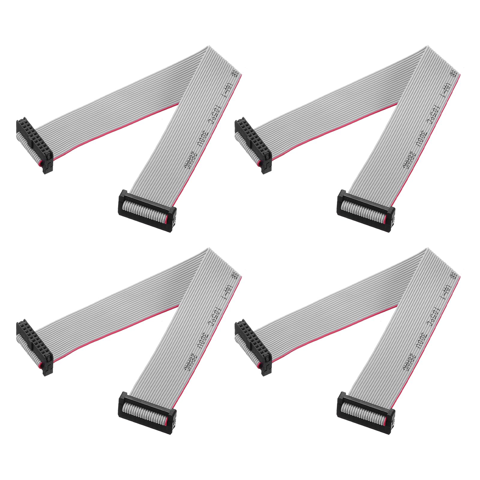 MECCANIXITY 4 Pcs IDC Flat Ribbon Cable, 2mm Pitch 20mm Width 20cm Long 20 Pin FC to FC Flat Ribbon Connector Jumper Wire for PC, LED Displays