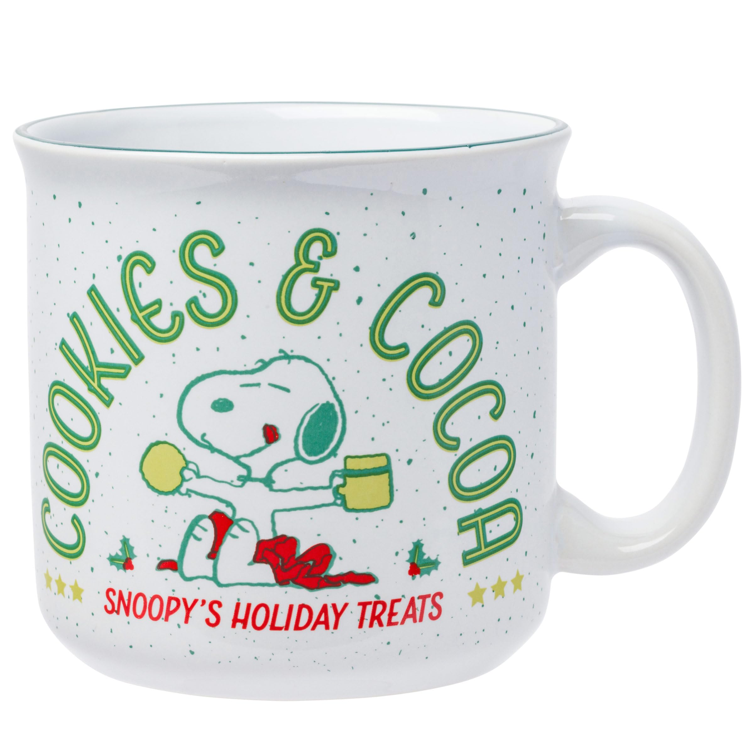 Silver Buffalo Peanuts Snoopy Cookies and Cocoa Ceramic Camper Mug, 20 Ounces