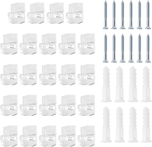 Miniatura 1 de Litoexpe Juego de 24 clips de soporte de espejo, 0.236 in (14 de pulgada) transparente, accesorios de plástico para colgar espejos para pared,