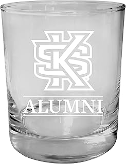 R and R Imports Kennesaw State University 11 oz Round Whiskey Glass – Officially Licensed Engraved Alumni Design (4-Pack)