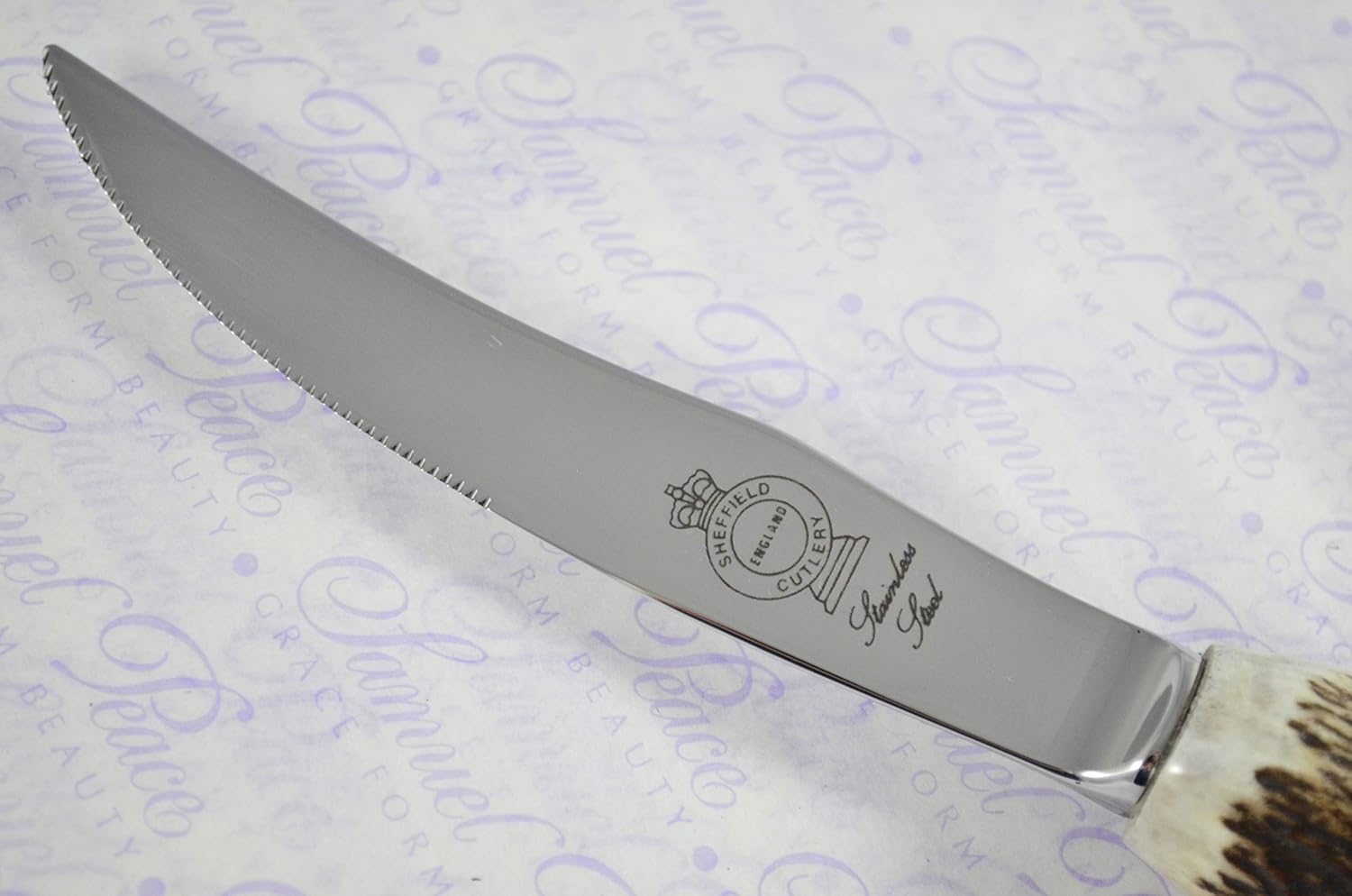 Twelve Boxed Genuine Stag Horn/Antler Handle Steak Knives Made In Sheffield England Free Engraving