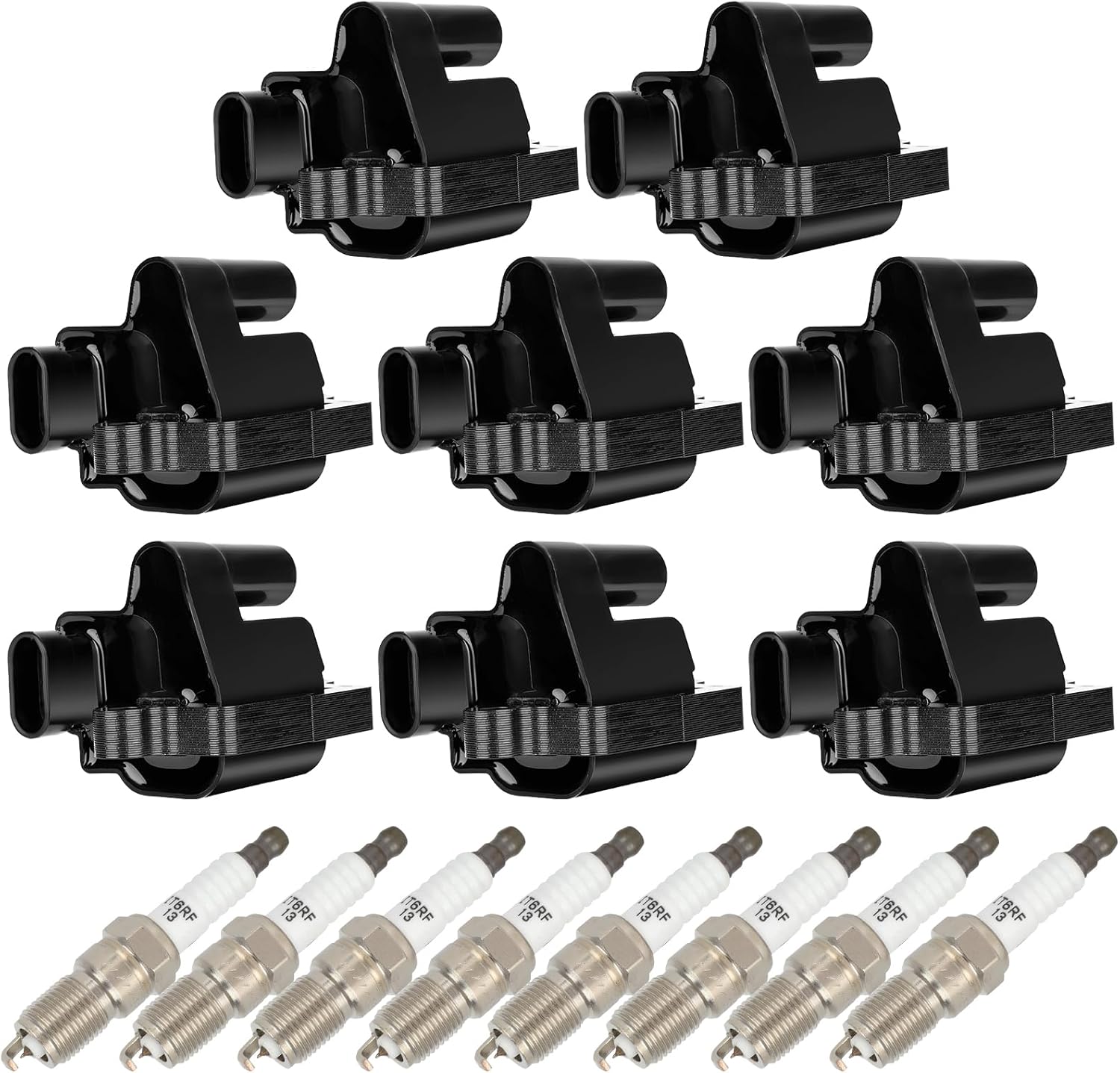 OCPTY Compatible 2002-2004 for Cadillac Escalade 5.3L/V8, 2002-2004 for Cadillac Escalade 6.0L/V8 8 Ignition Coils with 8 Iridium Spark Plugs Coils And Spark Plugs Set Uf271, Uf-271, 12556893