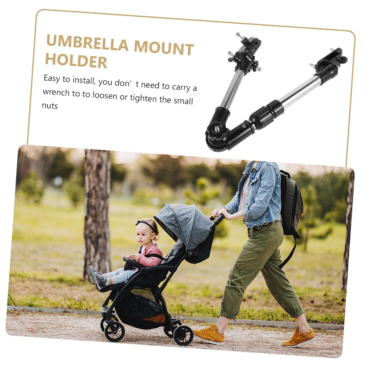 Elegant Umbrella Holder for Stroller Wheelchair Bike Car Chair Robust Clamp Design Space-Saving Foldable Stand for Outdoor Activities