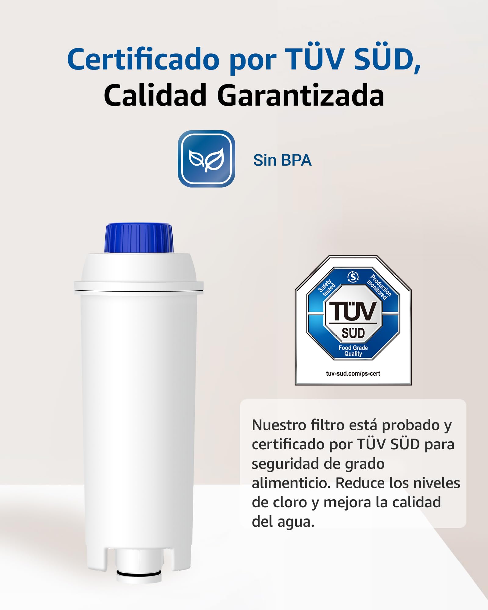 Maxblue Filtro de Agua para Cafetera, Recambio para De'Longhi® DLSC002, DLS C002, 9310926, SER3017, 5513292811 y Cafetera Espresso de ECAM ETAM EC800 EC680 BCO, Certificado TÜV SÜD (6)