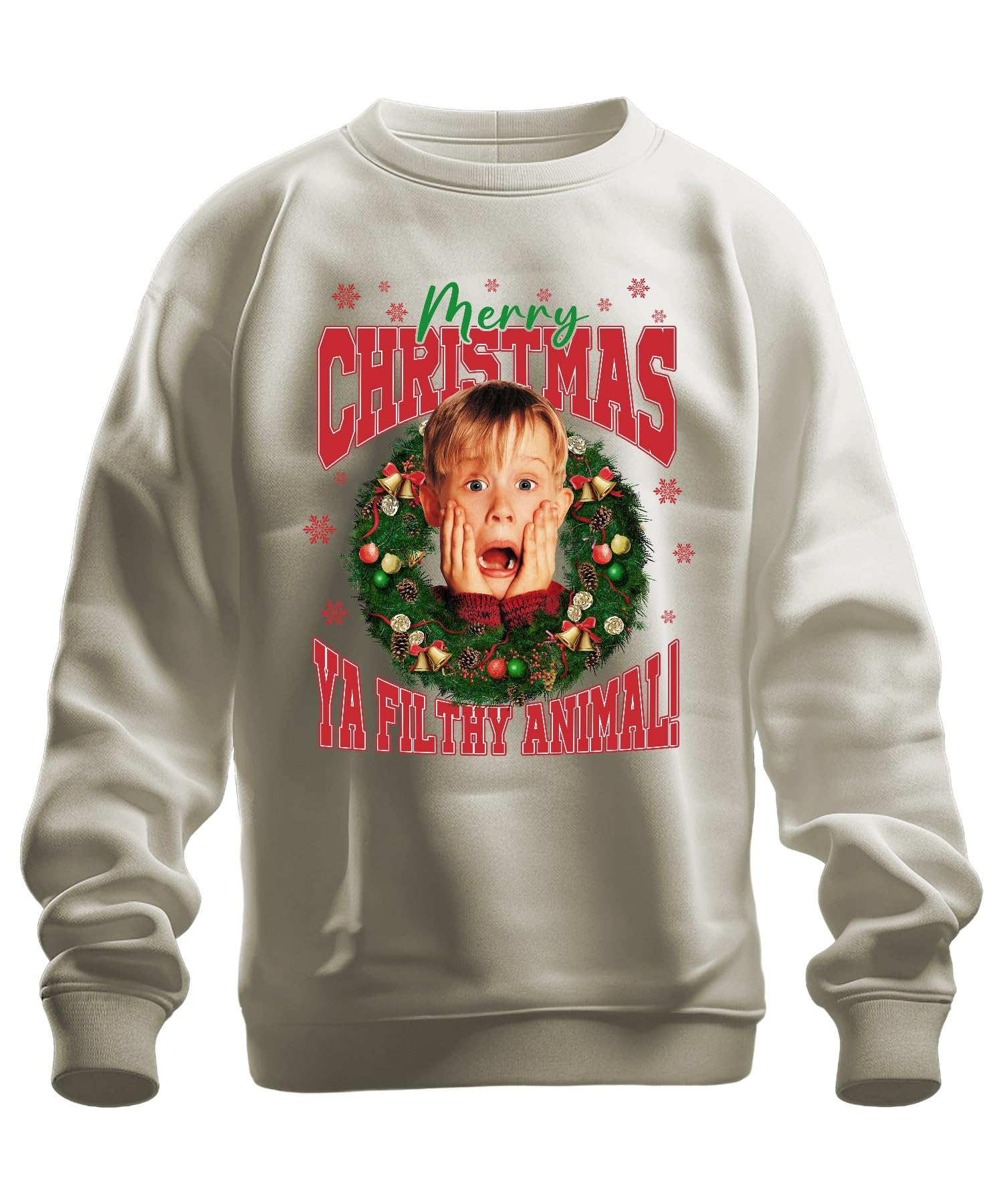Printera Men's Natural Merry Christmas Ya Filthy Animal Kevin Mccallister - Home Alone Christmas Xmas Unisex Christmas Jumper, S