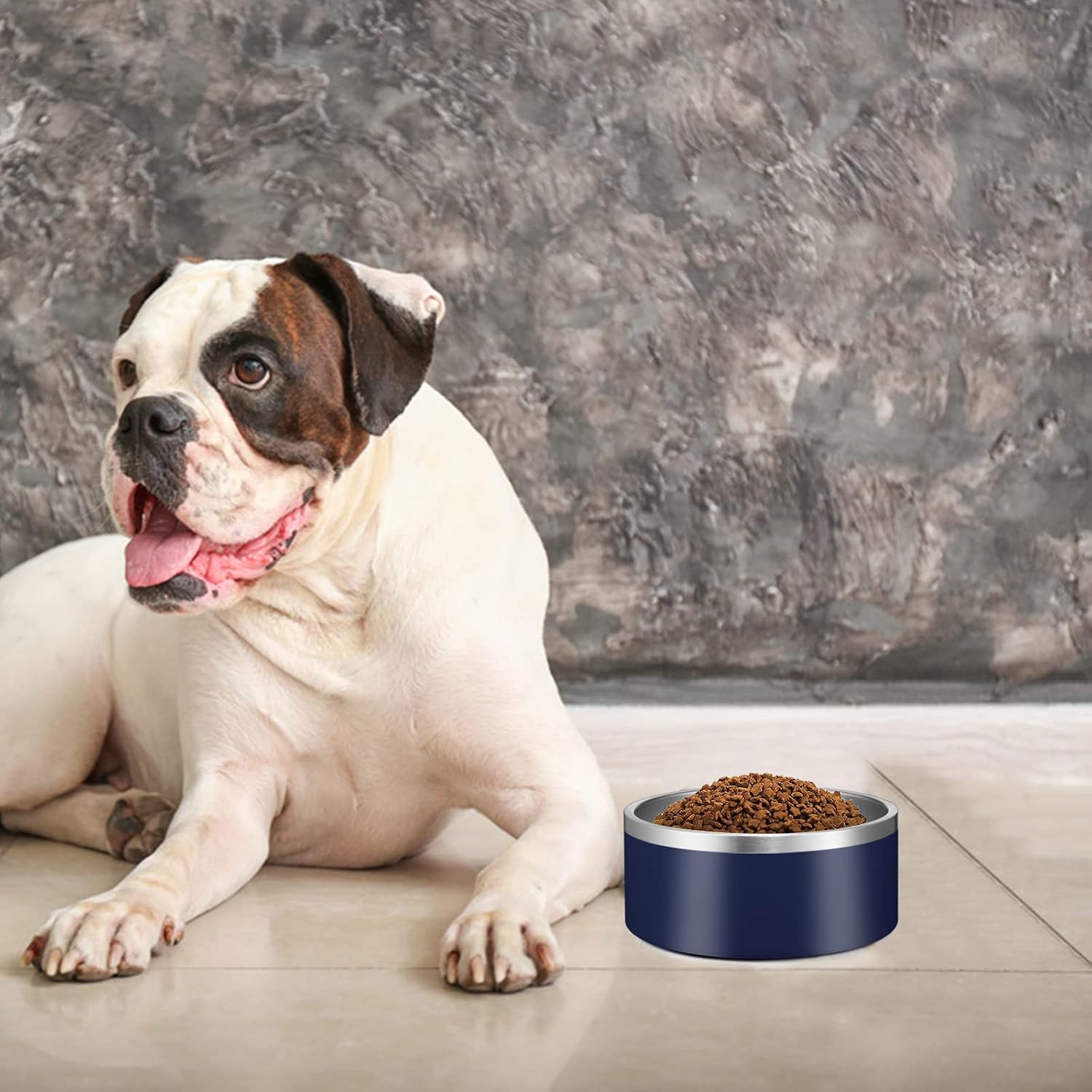 100 OZ Large Dog Water Bowl Stainless Steel Dog Bowls No Spill Heavy Dog Food Bowls with Non-Slip Rubber Bottom Double Wall Insulated Metal Pet Cold Water Bowl Dog Bowls for Large Dogs Outdoor
