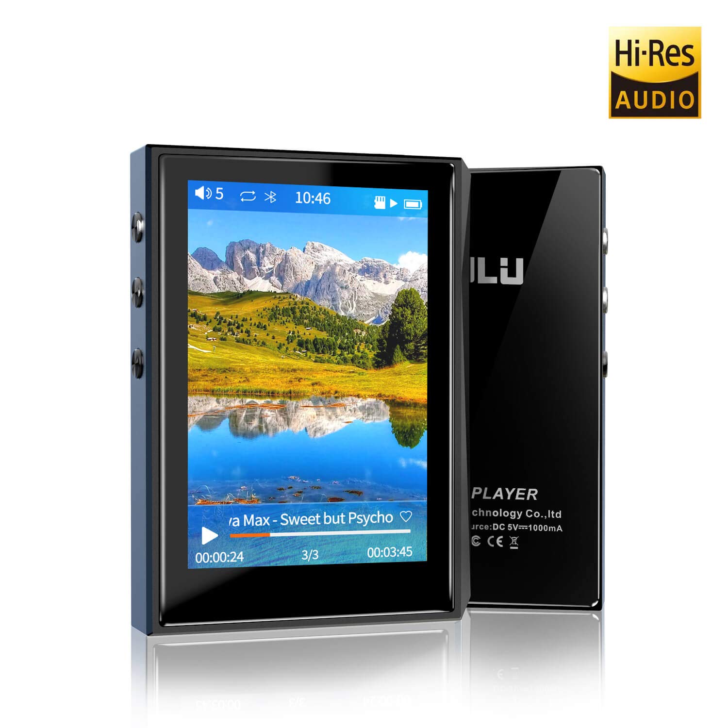 iRULU F22 HiFi Lossless 2.8'' Full Touch Screen Mp3 Player with Bluetooth: 16GB DSD High Resolution Digital Audio Music Player, Support Expand to 128GB