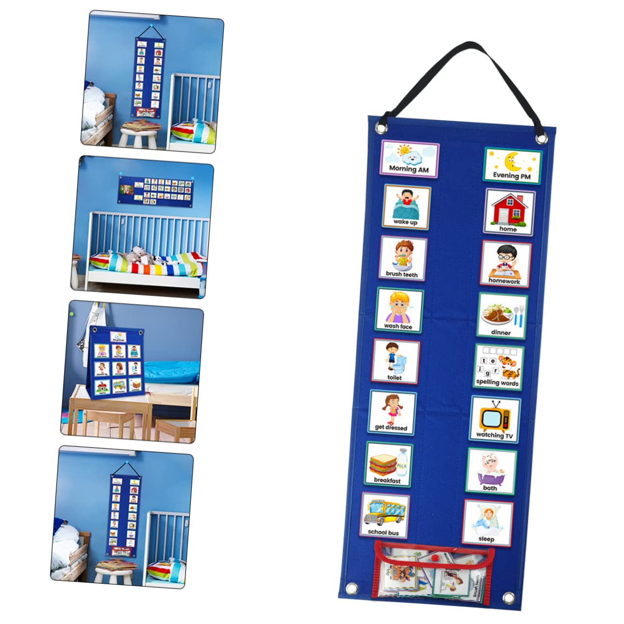 Tablero de Horarios Visual para Niños, Calendario Diario Azul
