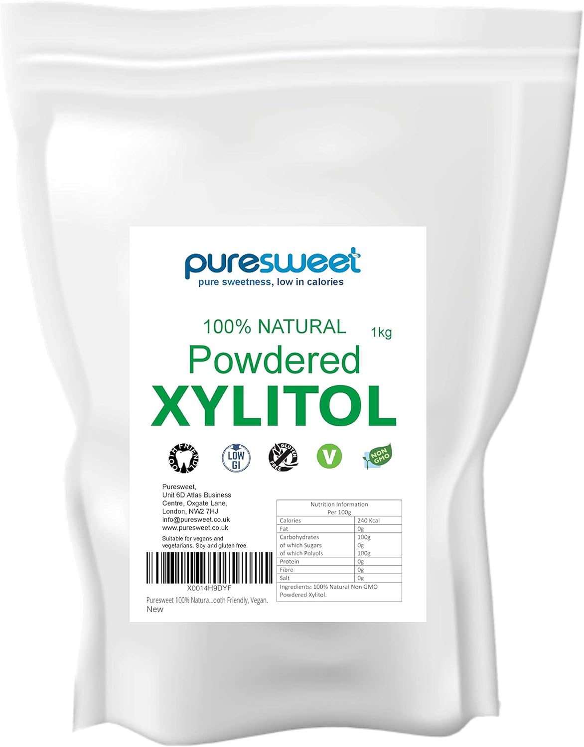 Puresweet® Xylitol Powder 1kg, Icing Sugar Alternative, Non GMO, Quick
