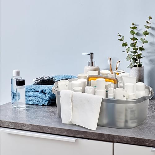 Miniatura 7 de TOPZEA Paquete de 2 organizadores de suministros de limpieza, cubo de almacenamiento de plástico grande con asa, organizador de herramientas para el