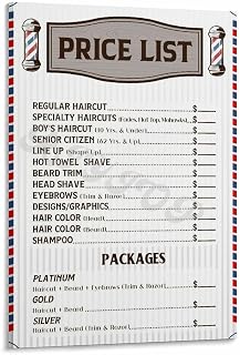WTDFEH Barbershop Price List Poster Hair And Nail Salon Pricing Price List Poster (2) Canvas Painting Posters And Prints Wall Art Pictures for Living Room Bedroom Decor 12x18inch(30x45cm) Frame-style