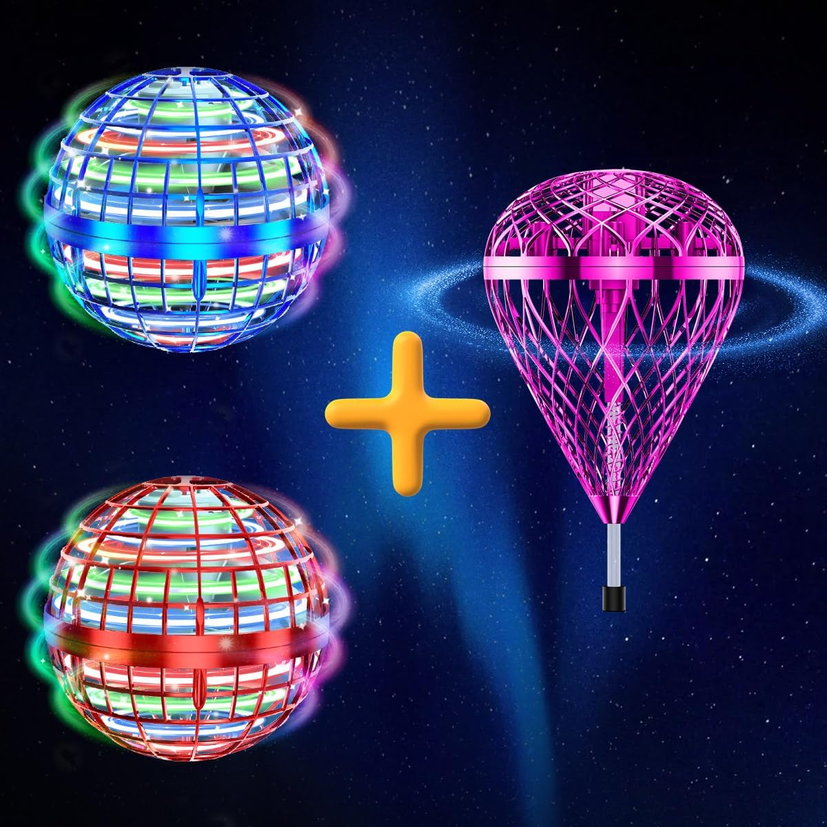 Tikduck 1 Blue and 1 Pack Red Flying Orb Ball, 1 Pack Purple Flying Bouncing Ball Toy, 2025 Cool Stuff Christmas Birthday Toy Gift, for Kids Age 6 7 8 9 10