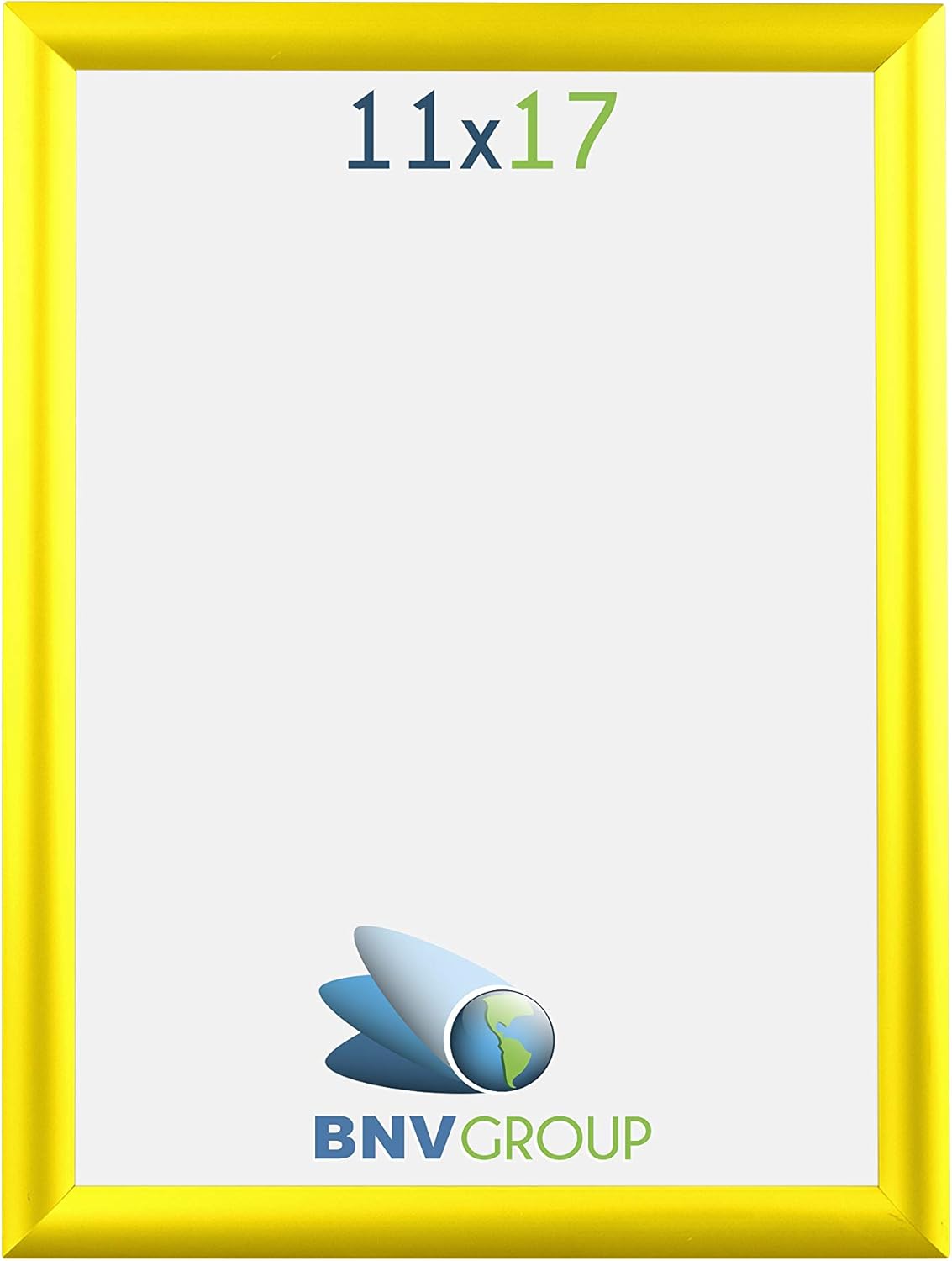 BNV Aluminum Front Load Snap Poster/Picture Frame, Yellow, 11x17 Inches, 1'' Profile, Wall Mounting, Portrait and Landscape Mode, Easy Installation, Anti-Glare, PVC Cover, Lightweight