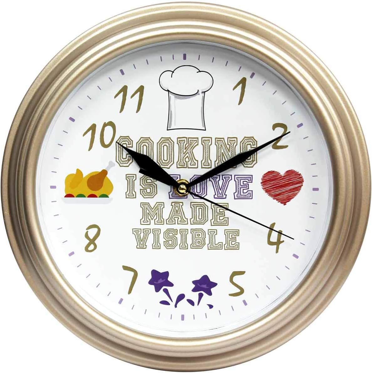 Camy Wall Clock, 12 Inch Quality Quartz Battery Operated Round Easy to Read Home/Office/School Clock (Beige, Ticking)