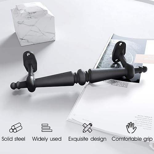 Miniatura 2 de EaseLife Manija de puerta de granero de 9 pulgadas, agarre de hierro fundido negro rústico, manijas de puerta, fácil instalación, paquete de 2