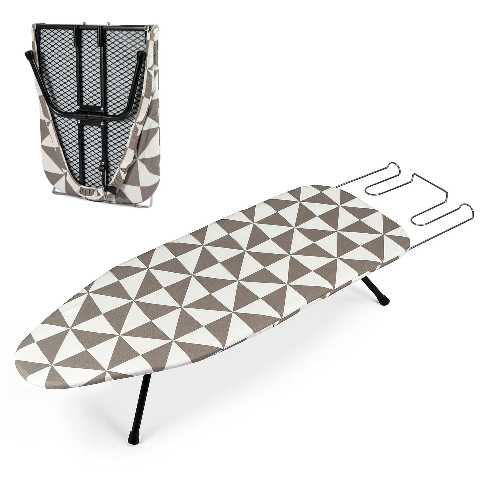 Sunnynest Geometric-M 110X32cm Folding Ironing Board With 6 Adjustable Heights (66-77Cm) – Lightweight Design, Cotton Cover & Non-Slip Feet (Geometric-M)