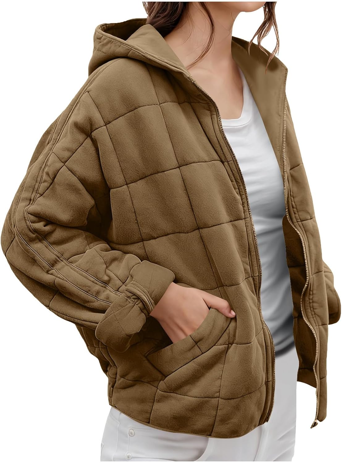 Hvyesh Quilted Jackets For Women Fall Jacket Womens 2025 Quilt Puffer Lightweight Jacket with Hood Winter Warm Womens Clothes