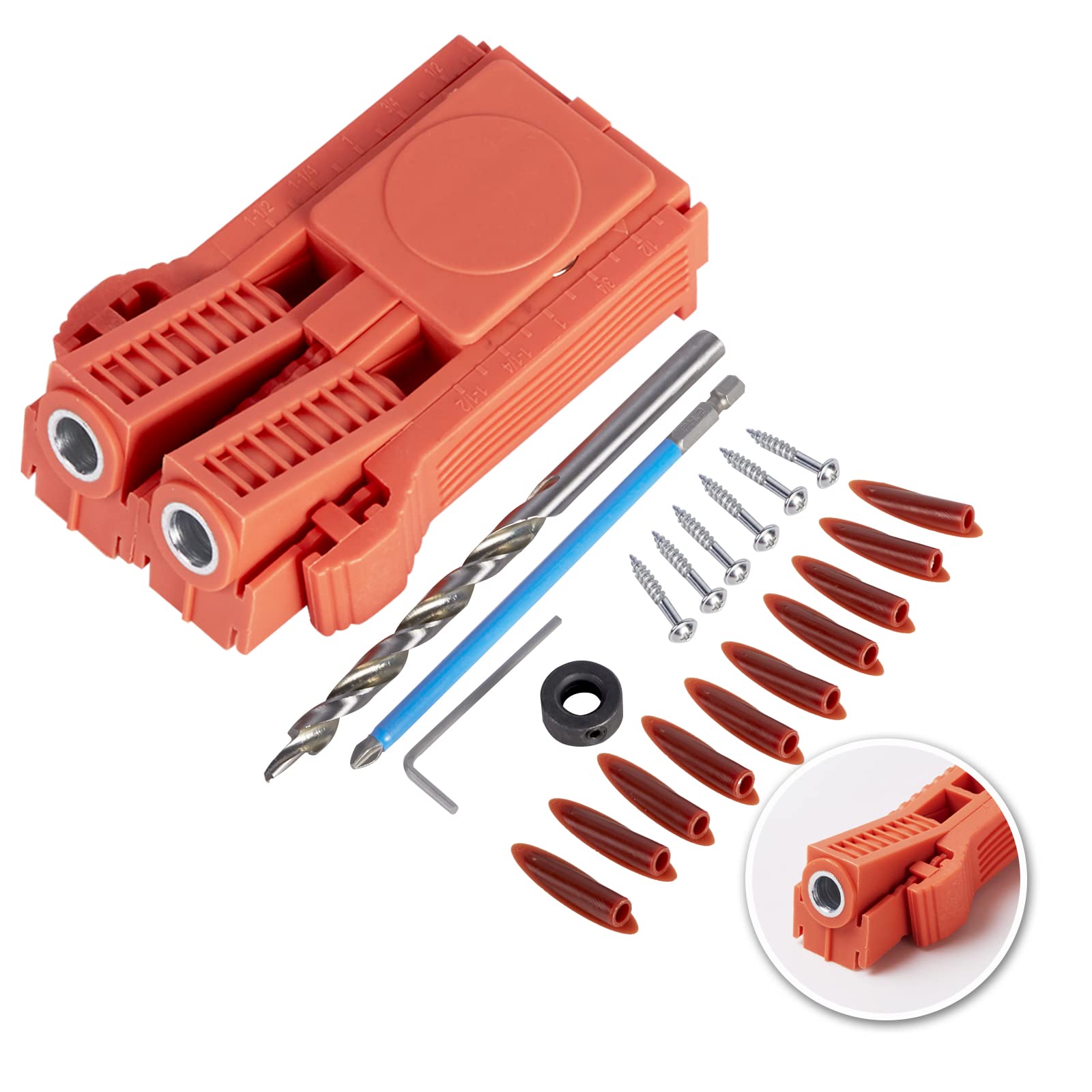 Reocahoo2 in 1 Pocket Hole Jig Kit Great Tool for Joinery Woodworking