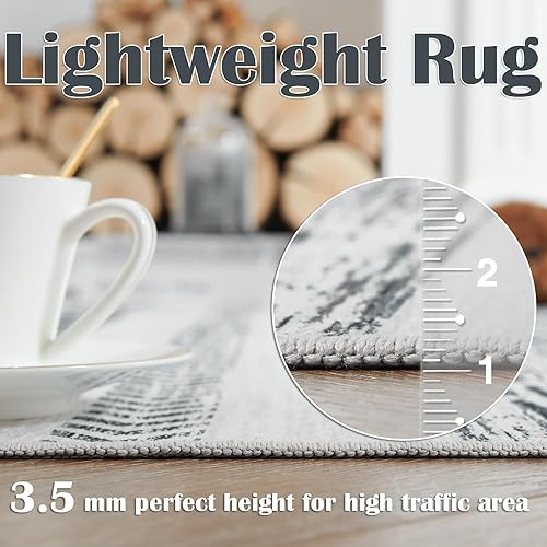 Miniatura 4 de jinchan Alfombra bohemia de 2 x 5 pies, lavable, alfombra marroquí para suelo de baño, alfombra geométrica bohemia negra y azul, alfombra fina de