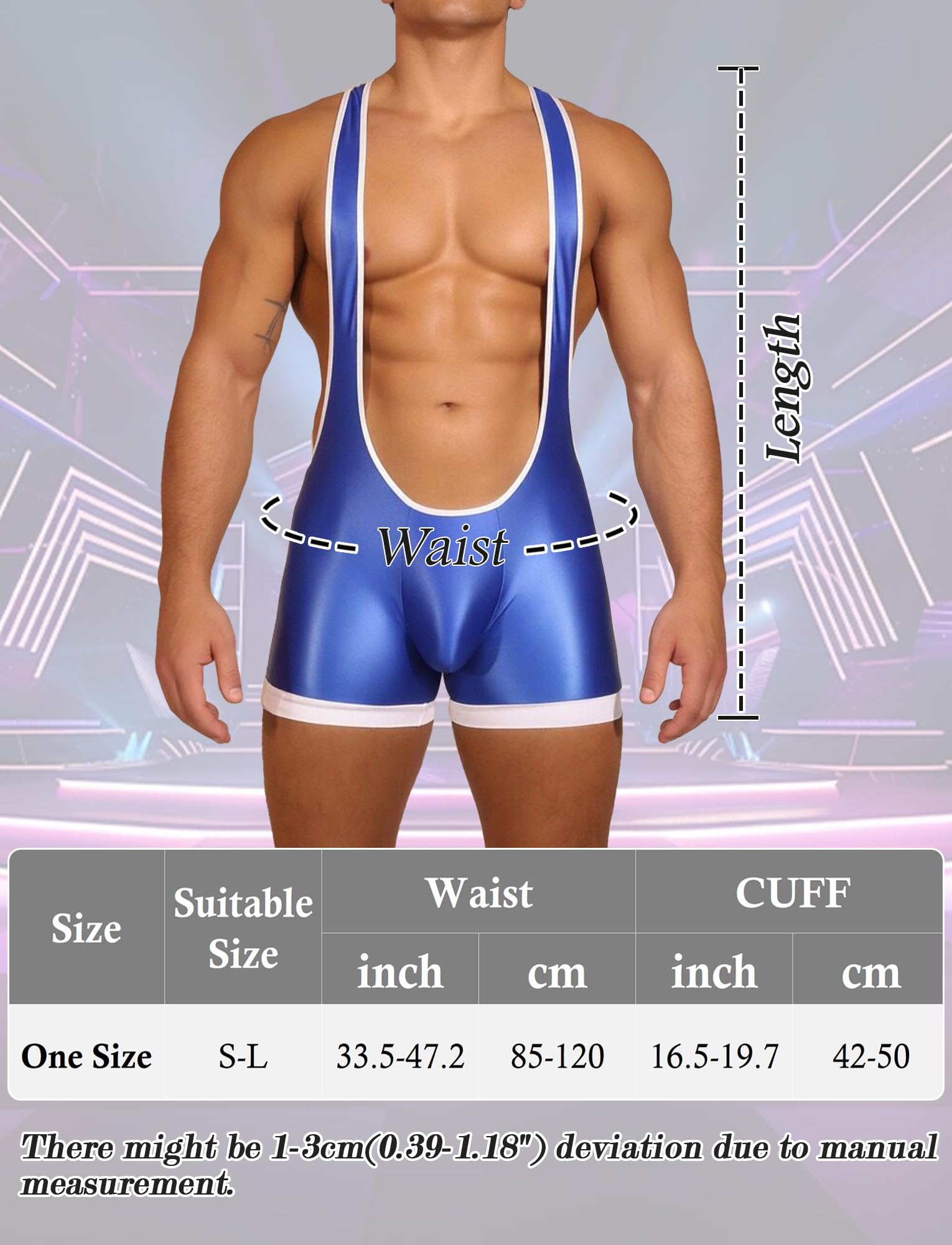 FEOYA Herren Glänzende Wrestling Singlet Ärmellose Sportunterwäsche Athletic Supporters Slim Fit Sport Unterwäsche Bodysuit Jumpsuit Männer Active Fitness Outfit