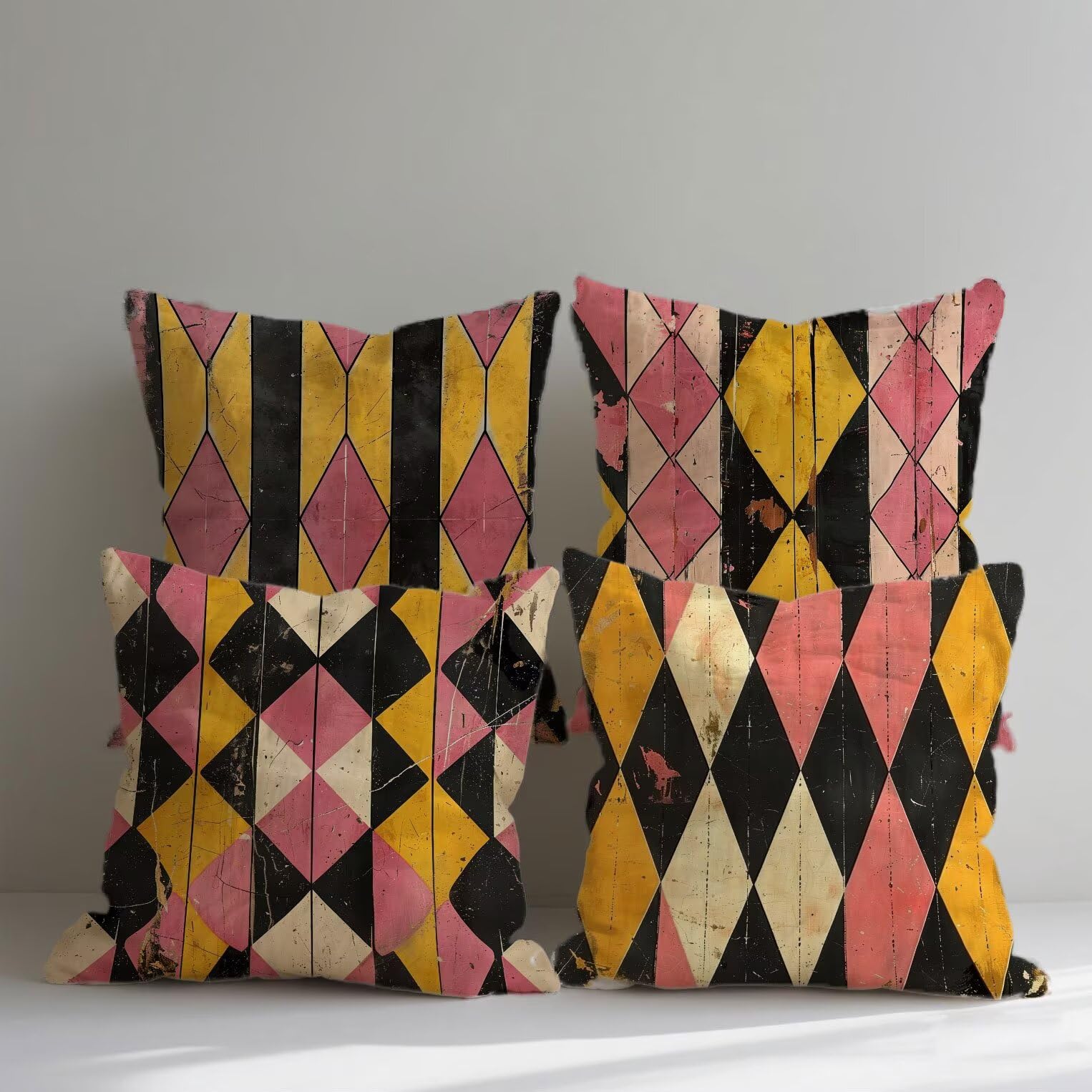 Cojines Exterior Impermeable Verano Funda Cojin 60x60 cm Retro de Lino Funda Almohada Tartán Cojines Sofa Oculta Cremallera Fundas para Sofá Silla Dormitorio Decoración Oficina Sof Juego de 4 qq324