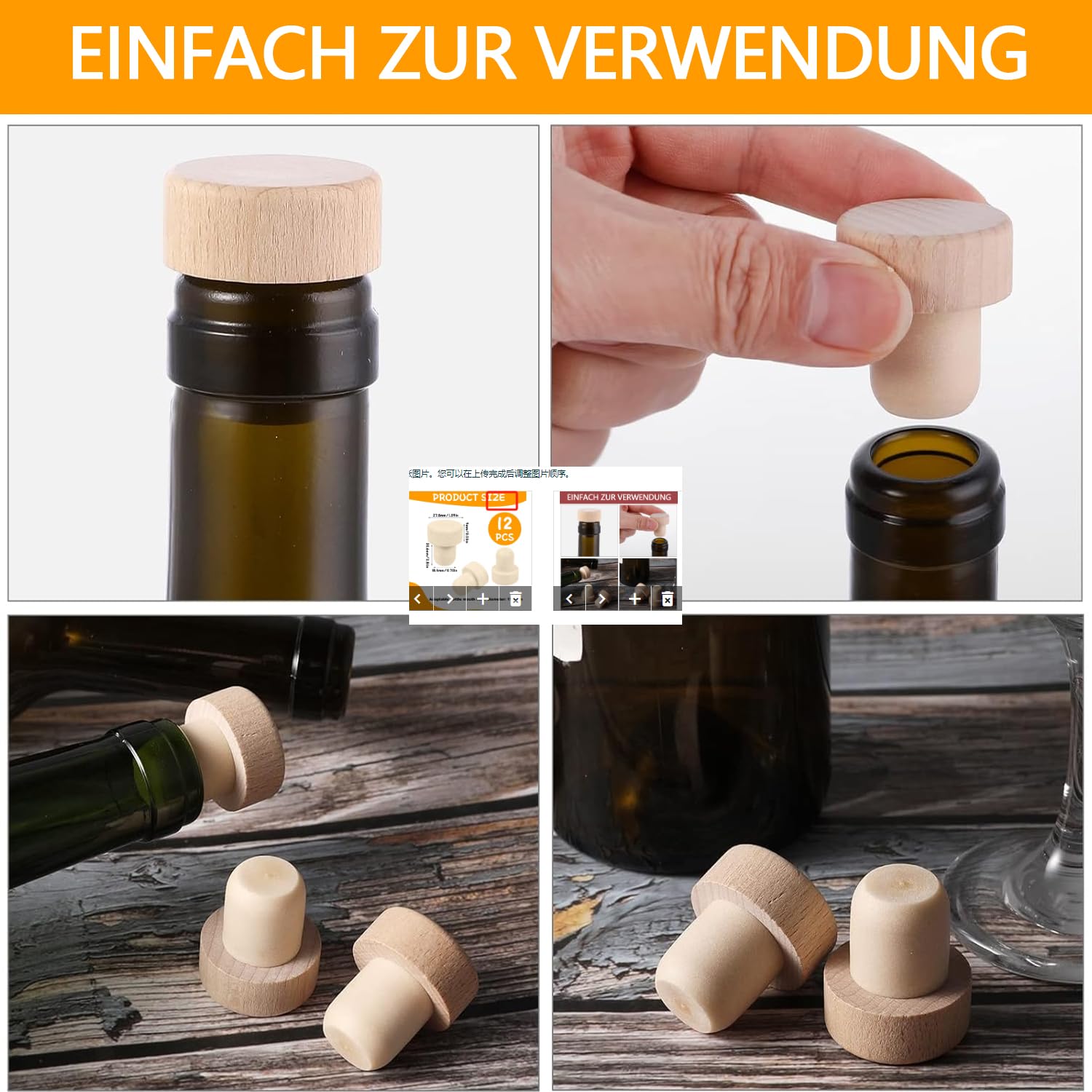 24 Tappi Per Vino In Sughero E Gomma - Forma A T Riutilizzabili - Foto 7