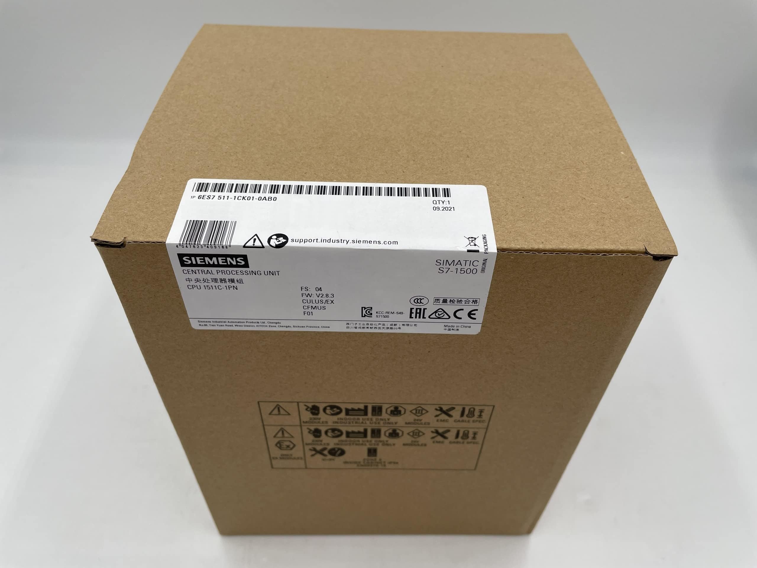 Siemens 6ES7511-1CK01-0AB0 SIMATIC S7-1500 Compact CPU 1511C-1PN 6ES7 511-1CK01-0AB0 PLC Controller 6ES75111CK010AB0 Central Processing Unit Working Memory 175KB Program 1MB Data 4047623409168