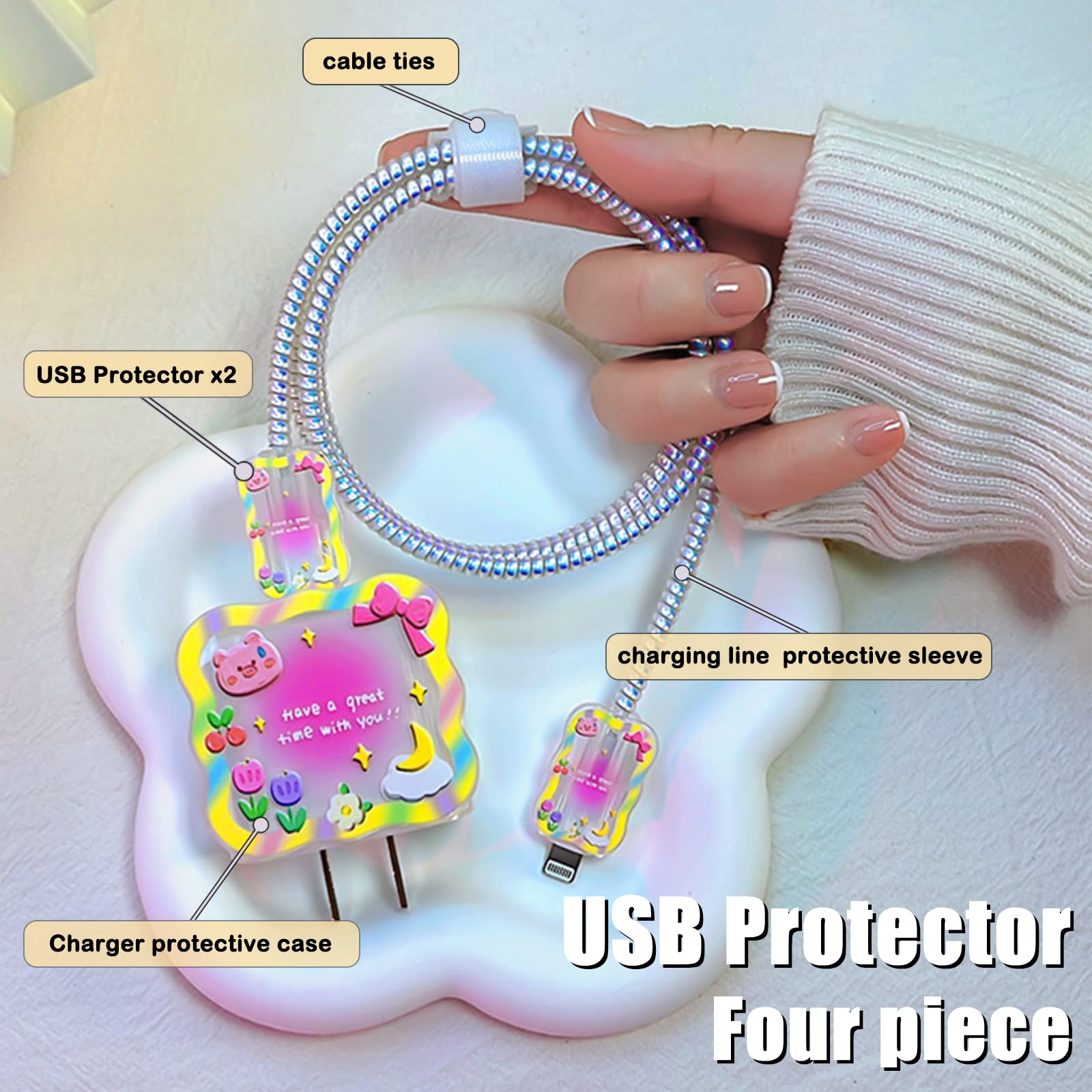 Süße Kabel-Schutzsets Mit Sternen - Anti-Biss Für IPhone Ladekabel
