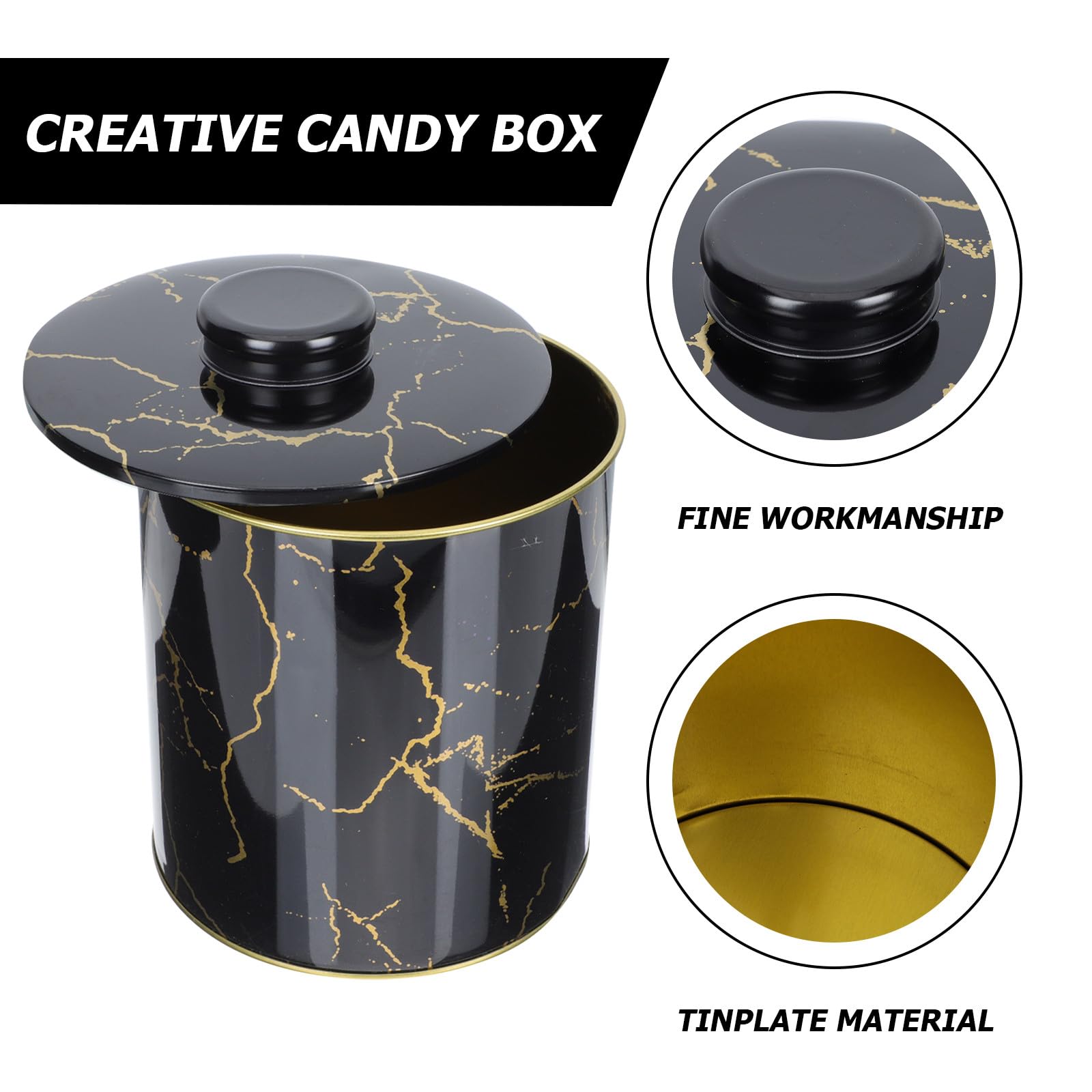 NUOBESTY Set 2 Pezzi Biscottiera in Latta Nero Design Nordico, Contenitore Biscotti e Caramelle con Coperchio, Leggero e Decorativo per Casa e Festa