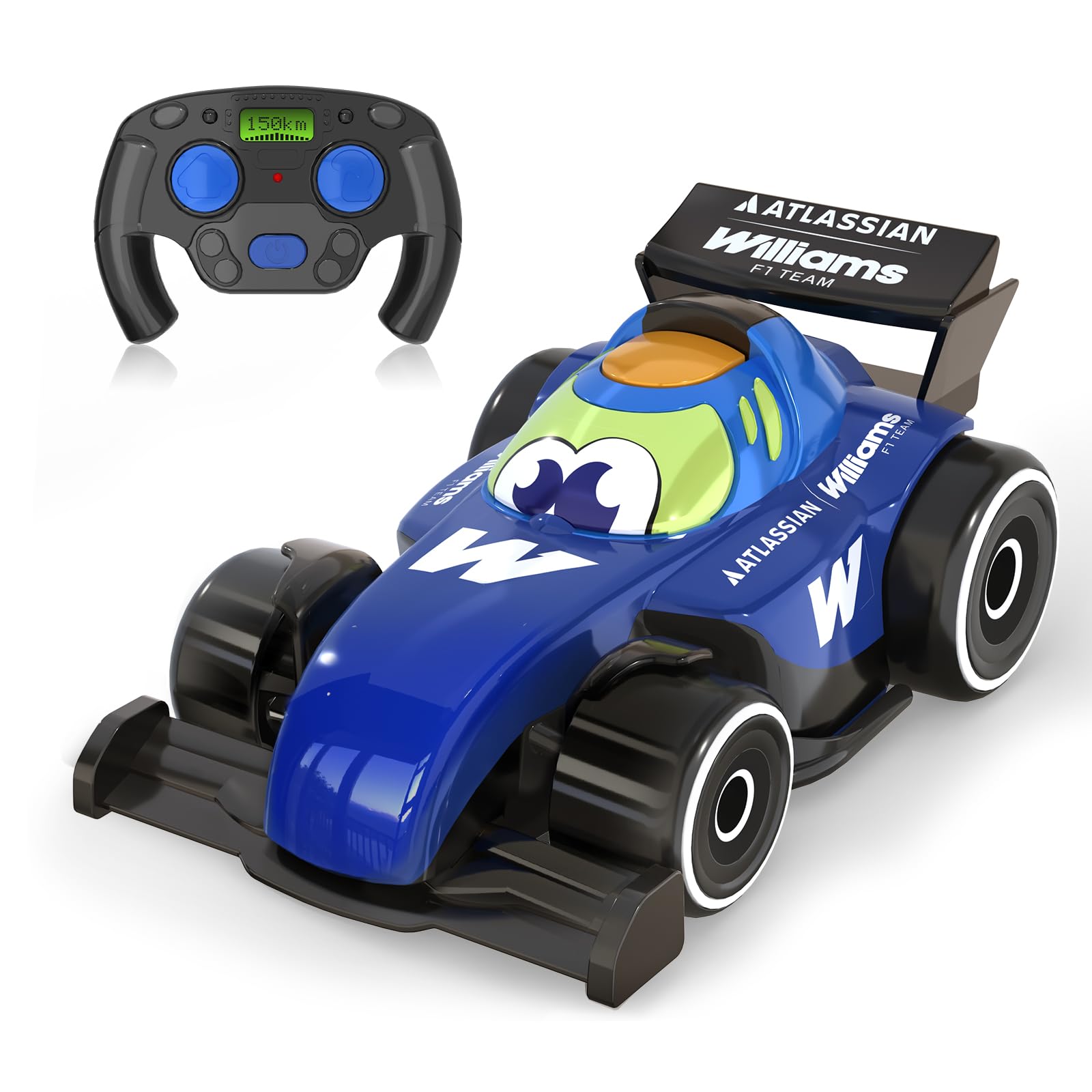 Williams F1 Car Officially Licensed Williams Cartoon Remote Control Car Formula 1 Toddler RC Car with Engine Sounds & Lights Car Toys Christmas Birthday Present for Kids 2 3 4 year old Boys Gifts