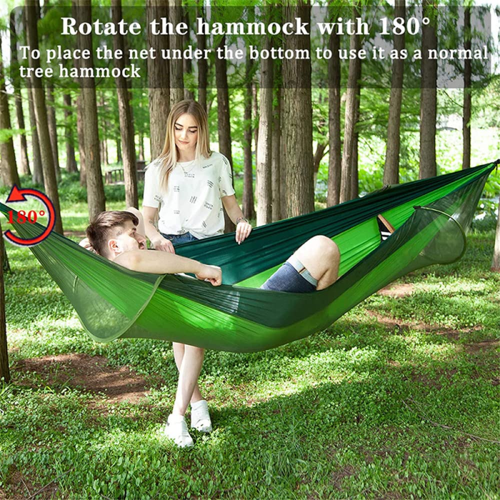 Amache Amaca da Campeggio Pop-up Doppia Oversize Portatile 114x55 Pollici con zanzariera Letto da Viaggio Amaca Altalena in Nylon Amache per Esterno