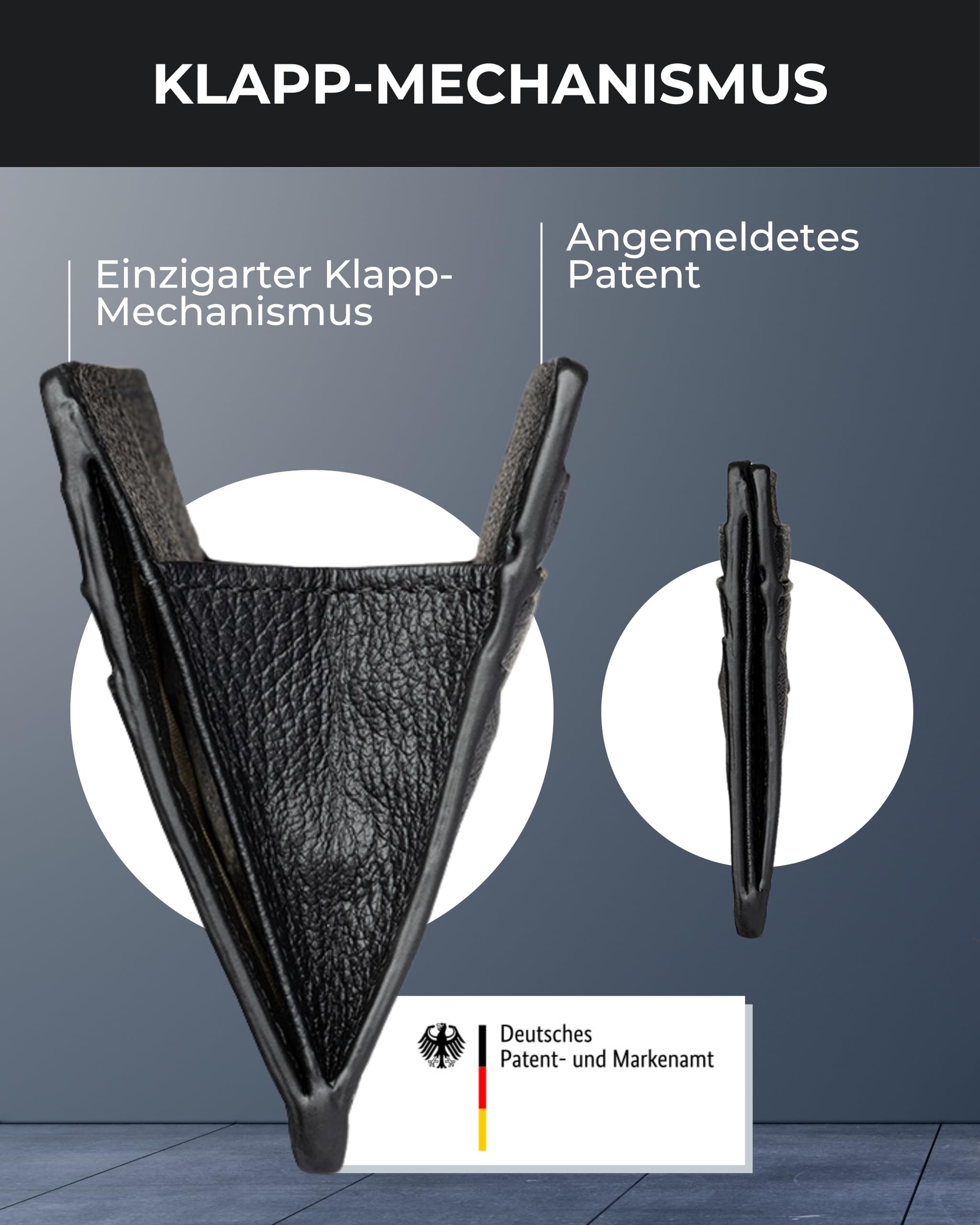 Gentlemen’s Kartenetui – Premium Rindsleder & RFID-Schutz – Platz für Karten, Scheine, Münzen & Tracker im Wallet – Patentiertes Slim Design – Slim Wallet mit Münzfach