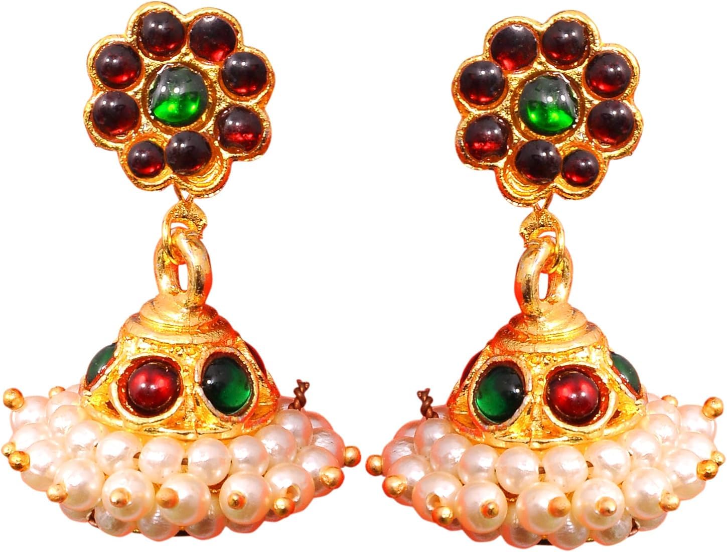 Bharatanatyam Jhumki Earrings For Women And Traditional Kemp Light Weight Jhumka (AD:001)-picture-44