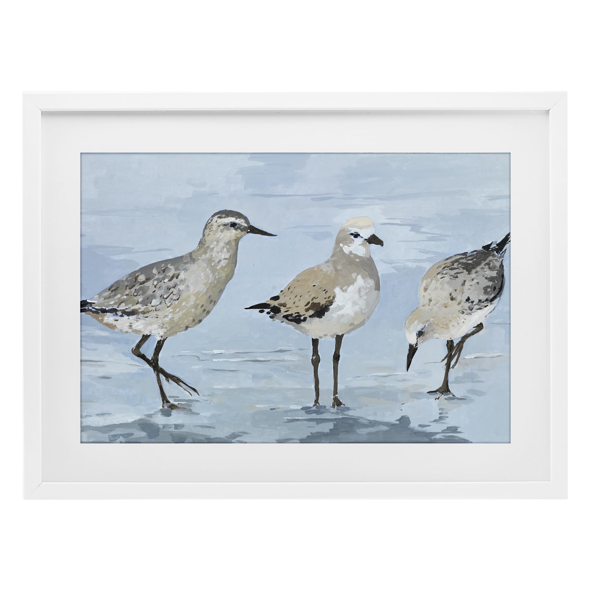 Stupell Industries 'Sandpipers Beach Coastal Scene', Framed Print Under Glass, White, 23 x 17