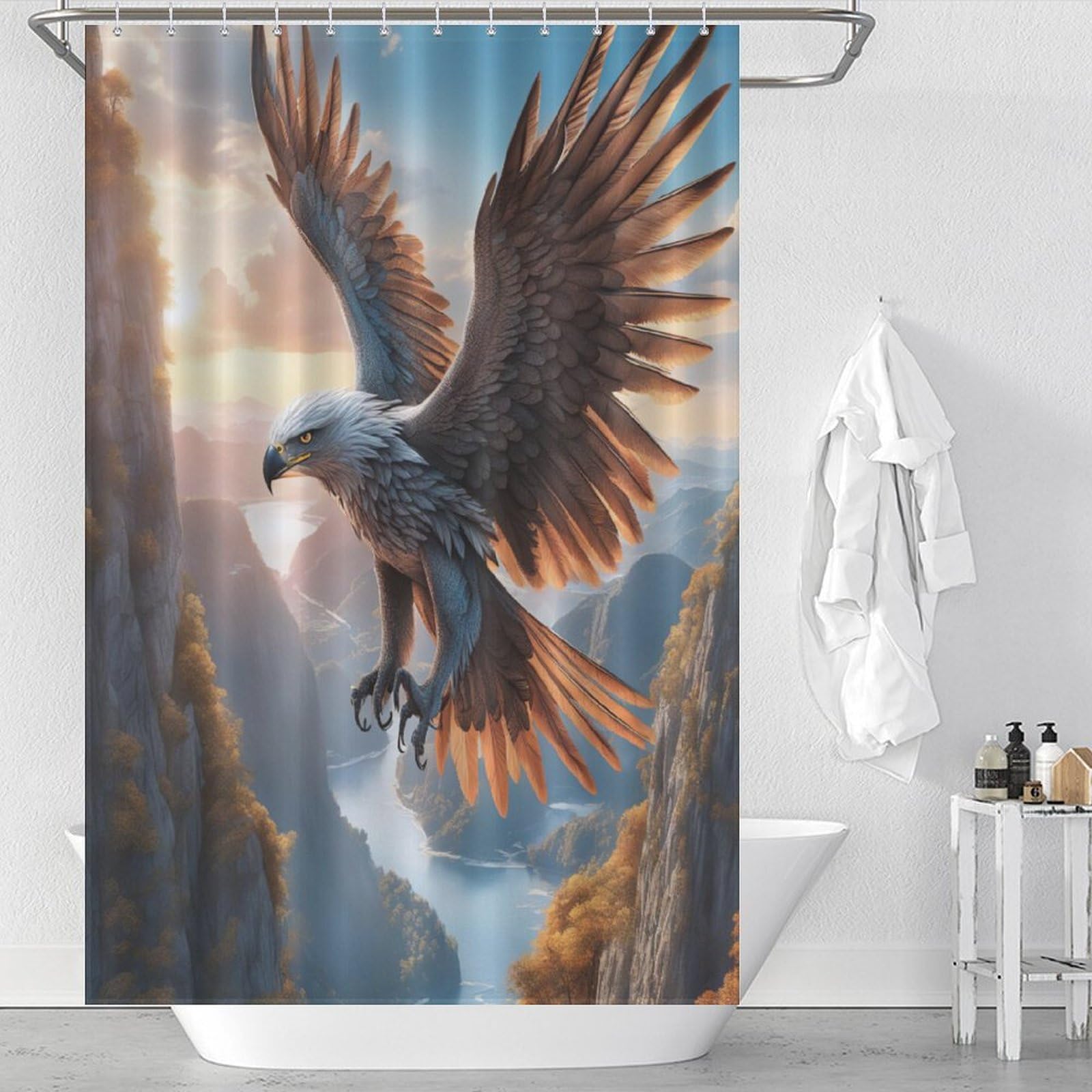 Rideau douche tissu aigle des animaux pour rafraîchir la décoration de votre salle de bain