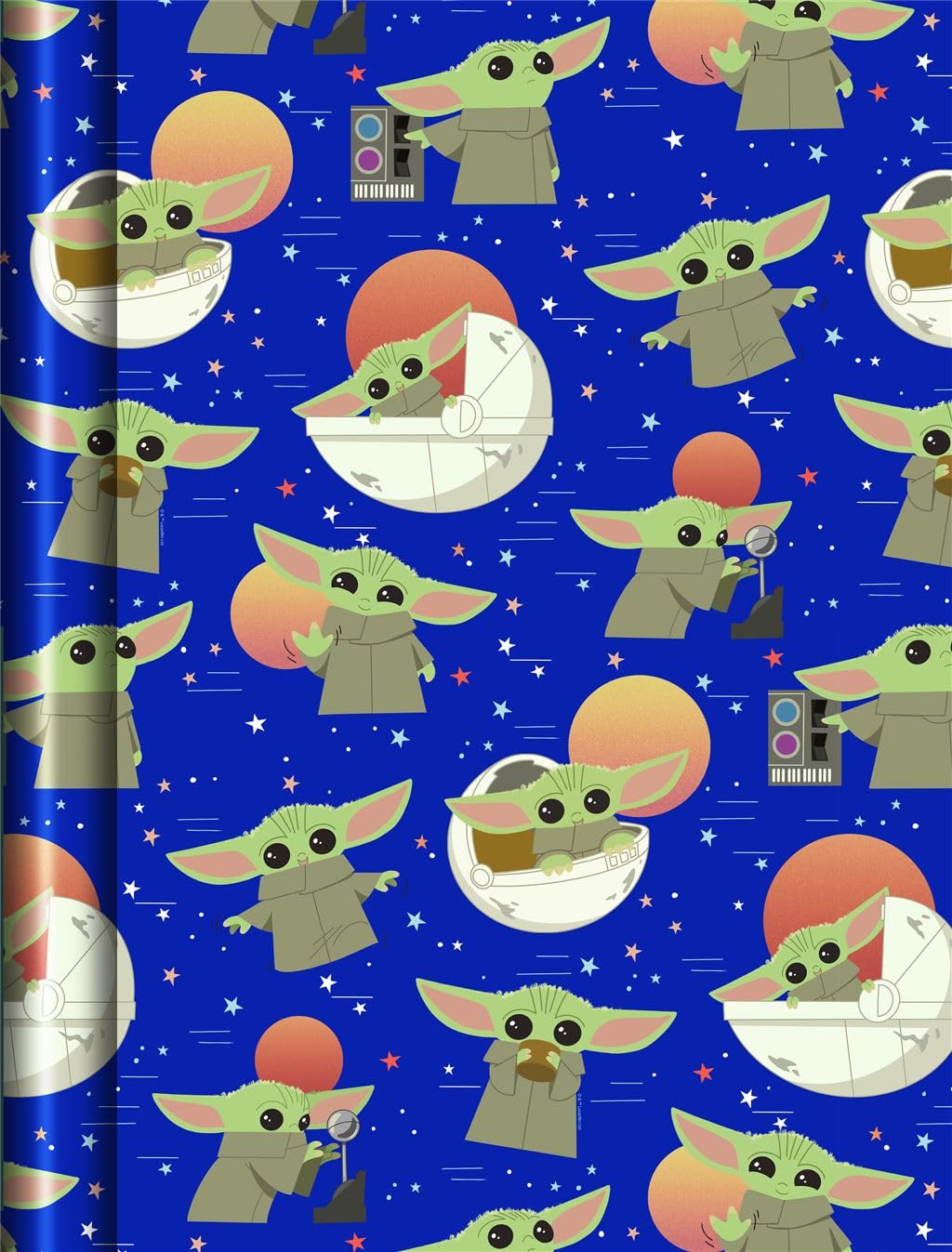 Star Wars The Mandalorian Wrapping Paper by Hallmark - 3 x 2 metre rolls - Official Star Wars featuring Grogu Wrap Roll -Perfect for Birthday or Christmas