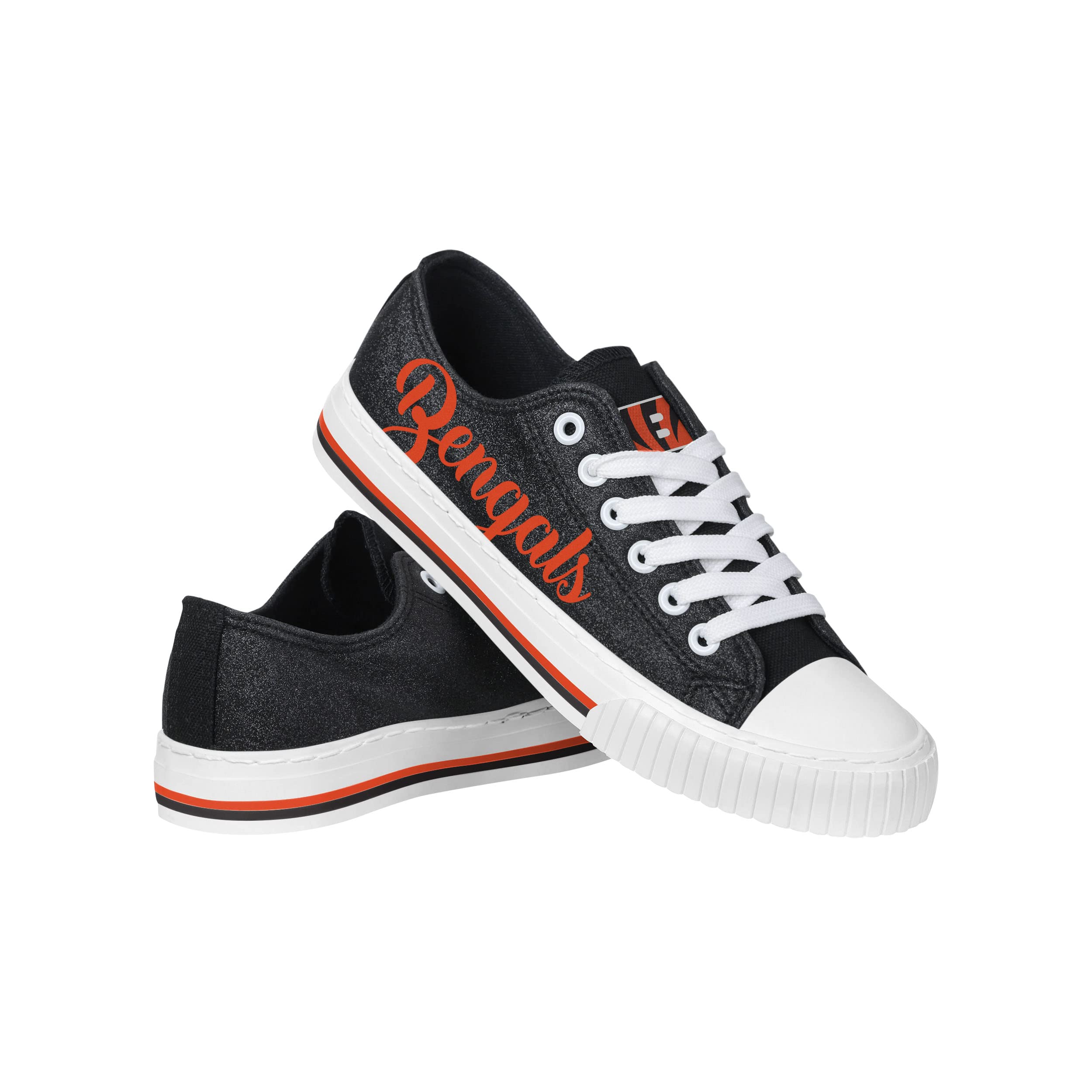 FOCO Womens NFL Team Logo Ladies Fashion Color Glitter Low Top Canvas Sneakers Shoes