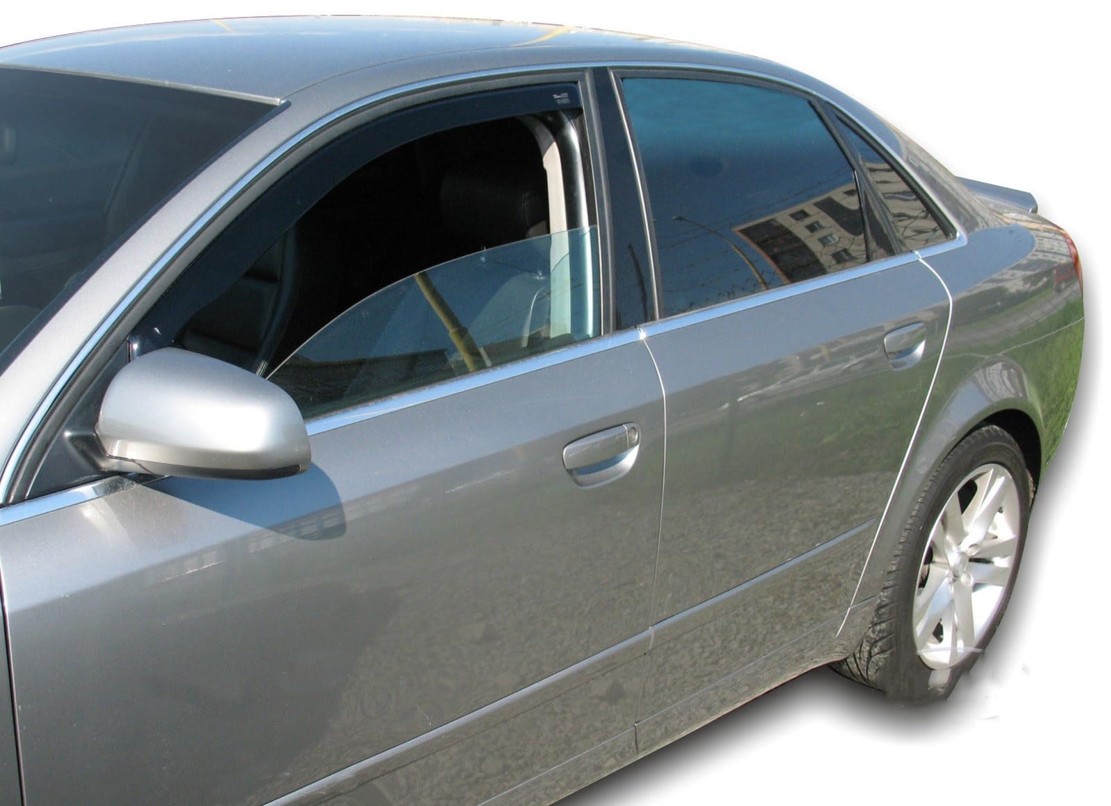 J&J AUTOMOTIVE Deflettori d'Aria per Audi A4 B6 / B7 4-Porte Berlina/Wagon 2000-2008, Set da 2 Pezzi, Nero Fumé Oscurato Heko