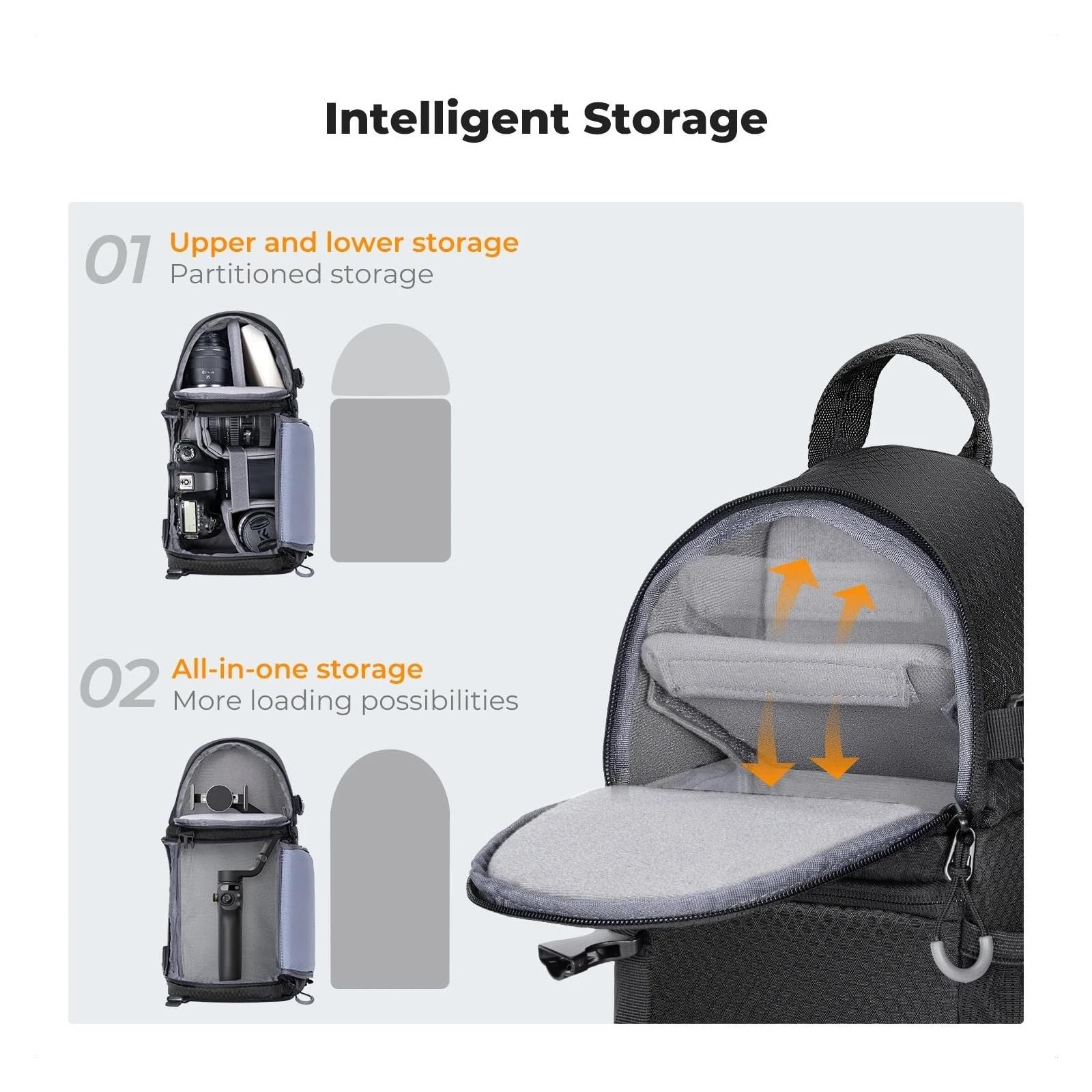 Sac à dos pour appareil photo sac à dos étanche 10 L pour appareil photo DSLR/SLR(Iron Grey)